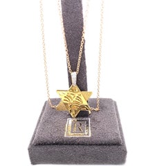Hand-Crafted 14K Yellow Gold Star of David Shema Yisrael Pendant