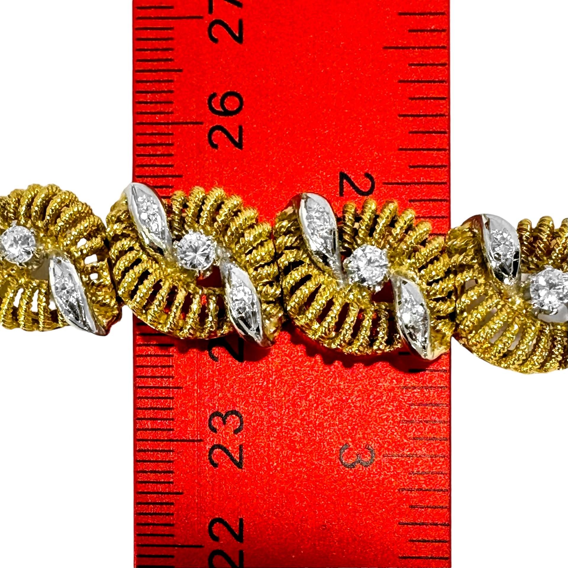 Modern Hand Crafted 18K Mid-20th Century Gold and Diamond Cocktail Bracelet