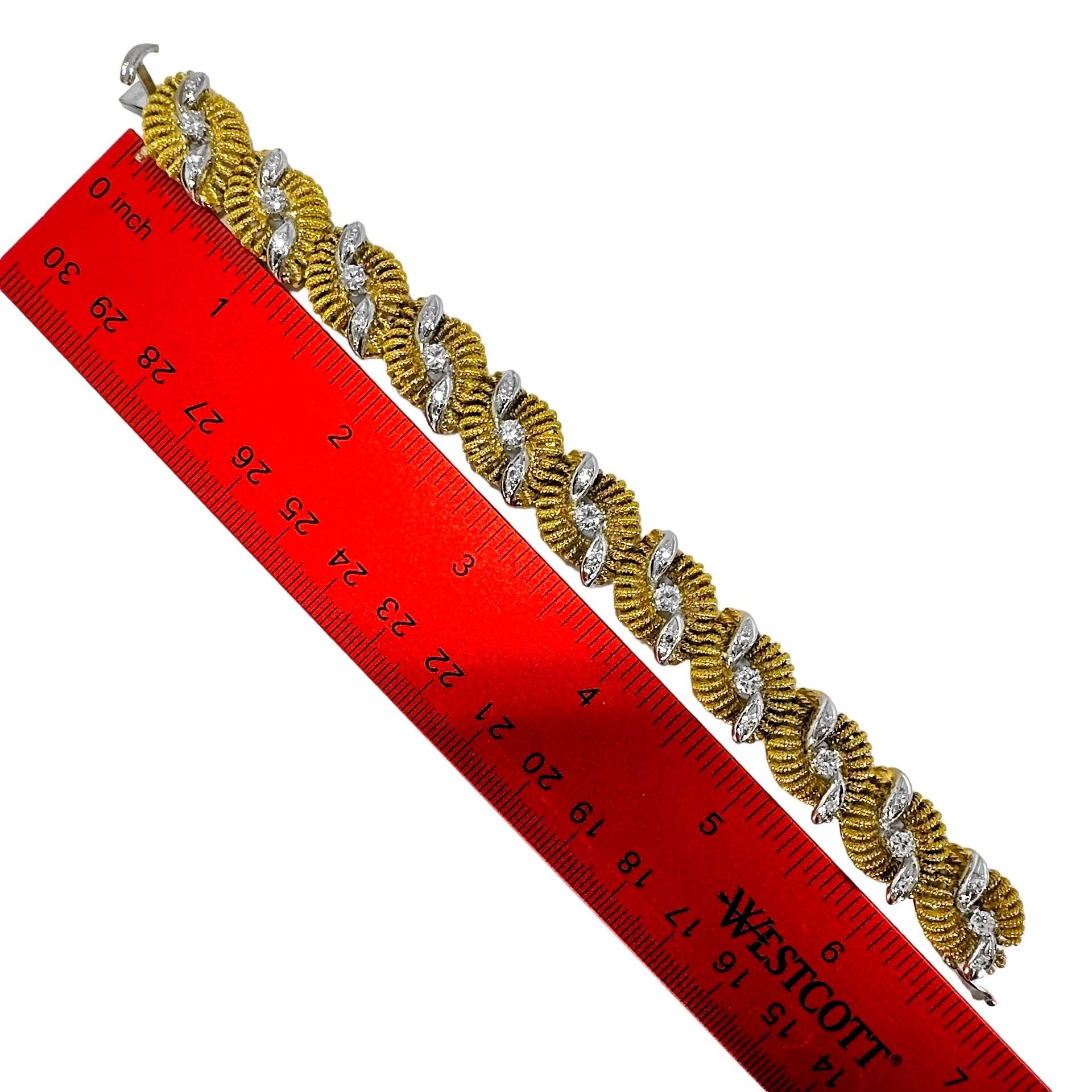Hand Crafted 18K Mid-20th Century Gold and Diamond Cocktail Bracelet In Good Condition In Palm Beach, FL