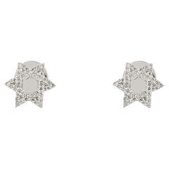 Handgefertigte Ohrstecker aus 18 Karat massivem Weißgold mit Diamanten in Dainty Star, Geschenk für Mutter