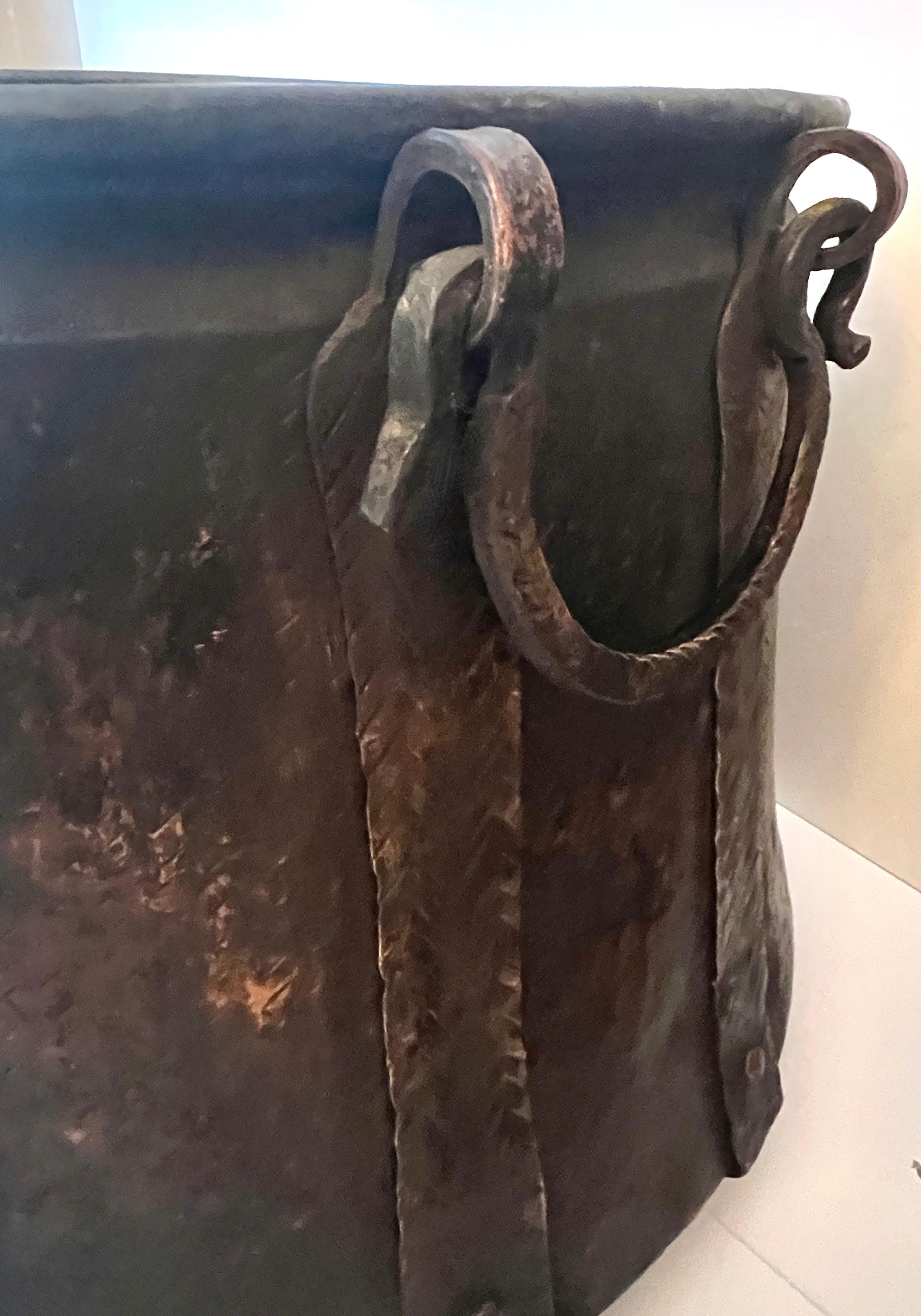 Hand Crafted 19th Century Copper Coal Firewood Bin or Cauldron 4