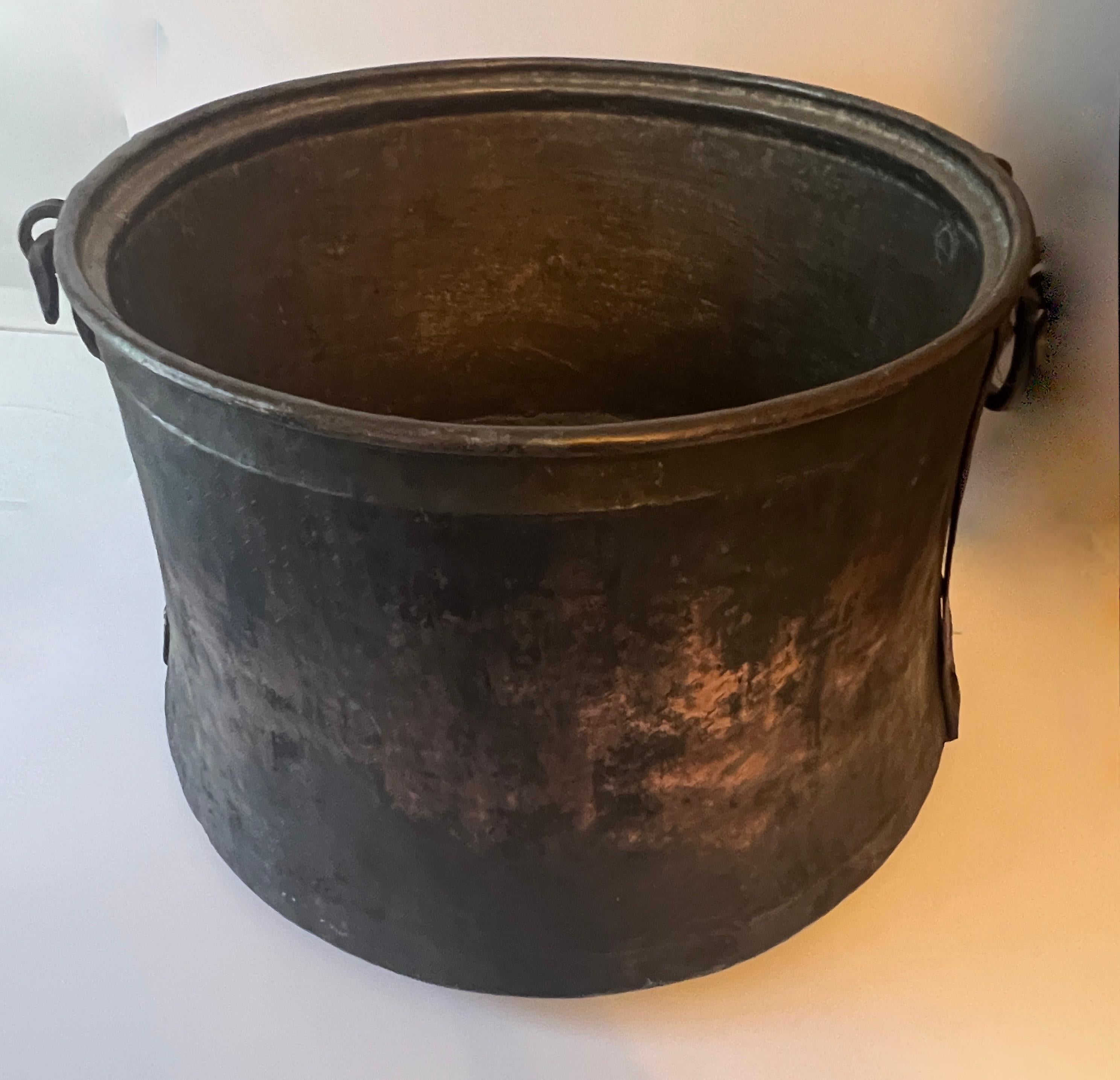 Hand Crafted 19th Century Copper Coal Firewood Bin or Cauldron 2