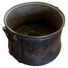 Hand Crafted 19th Century Copper Coal Firewood Bin or Cauldron
