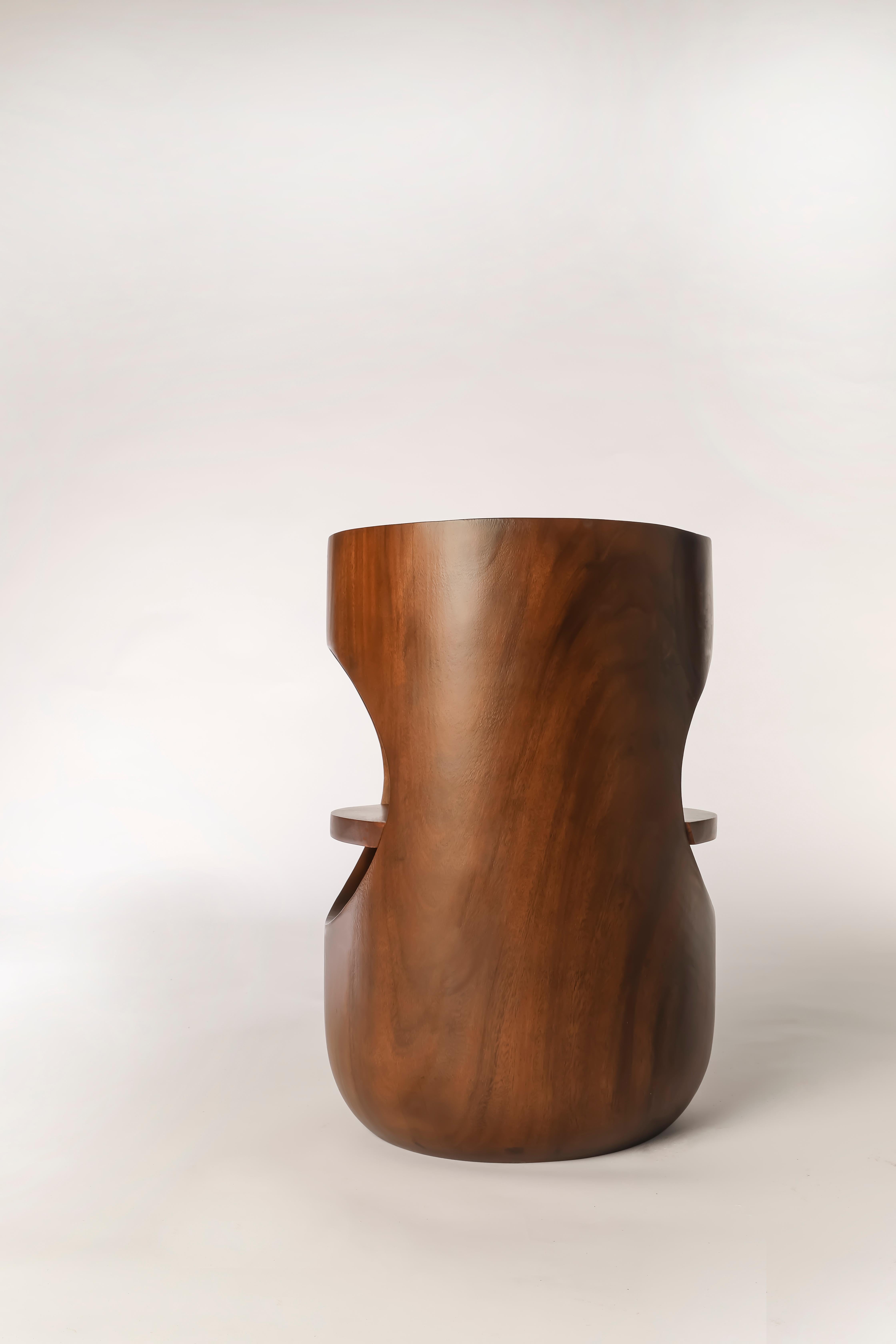 wood pedestal side table