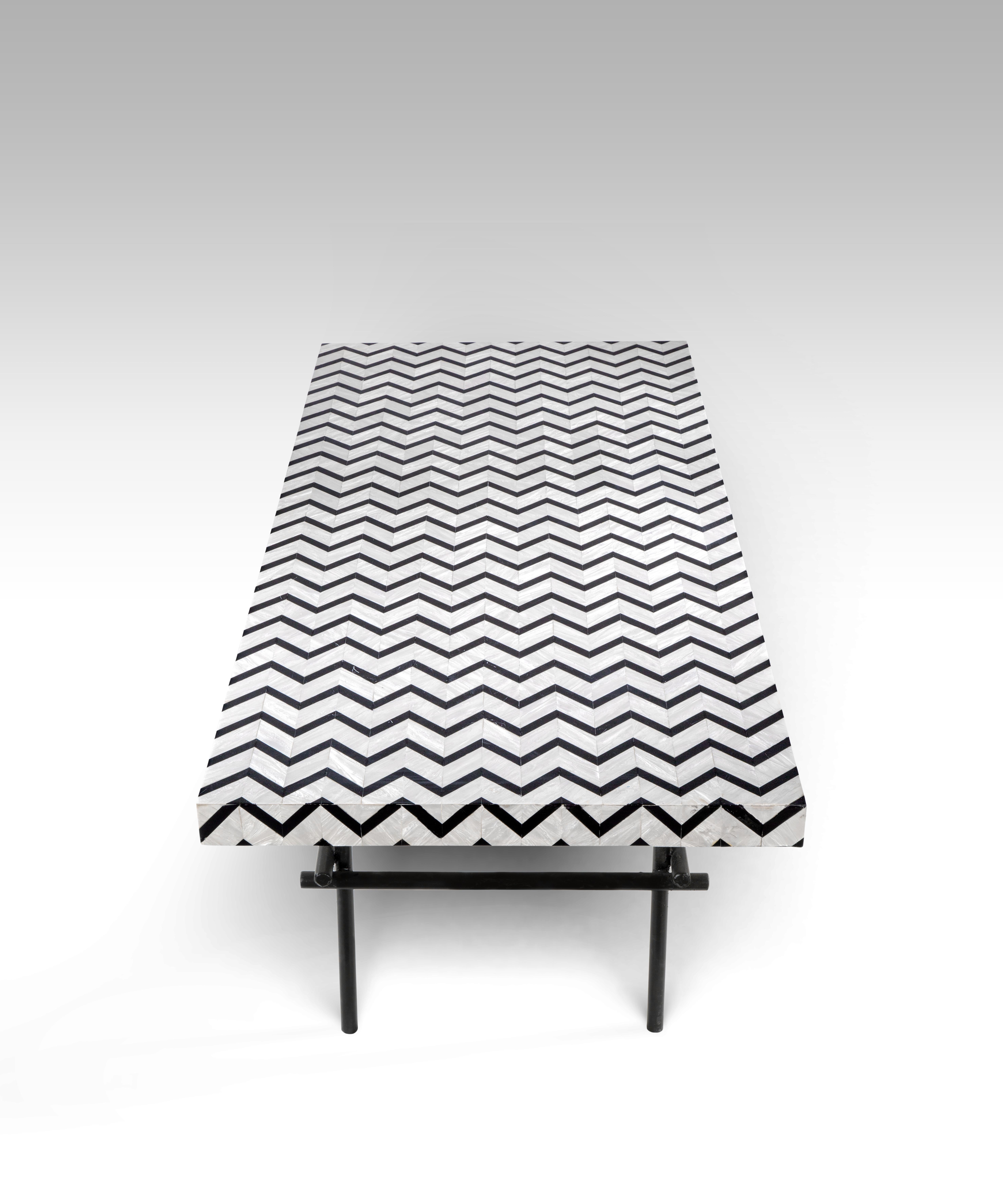 Modern Hand Crafted Acrylic Coffee Table with Nile Pattern Inspired from Ancient Egypt For Sale