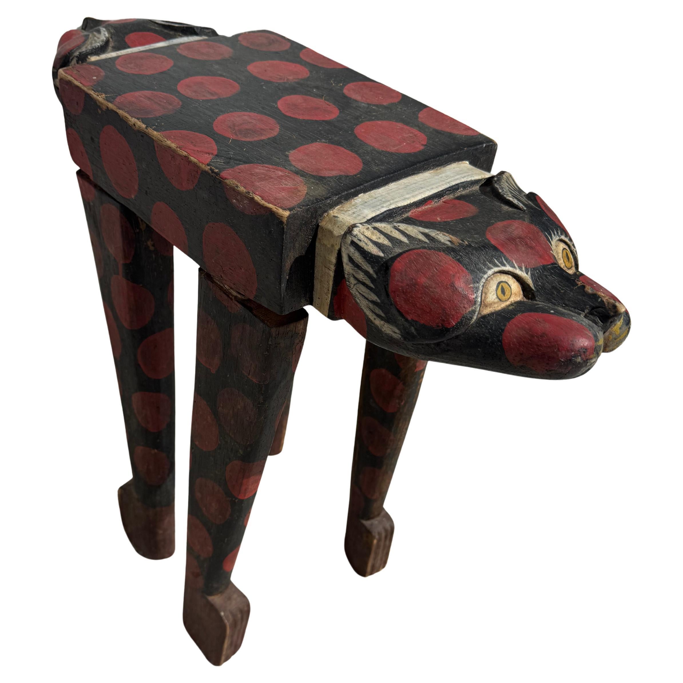 Hand Crafted and Hand Painted Folk Art Cat Table