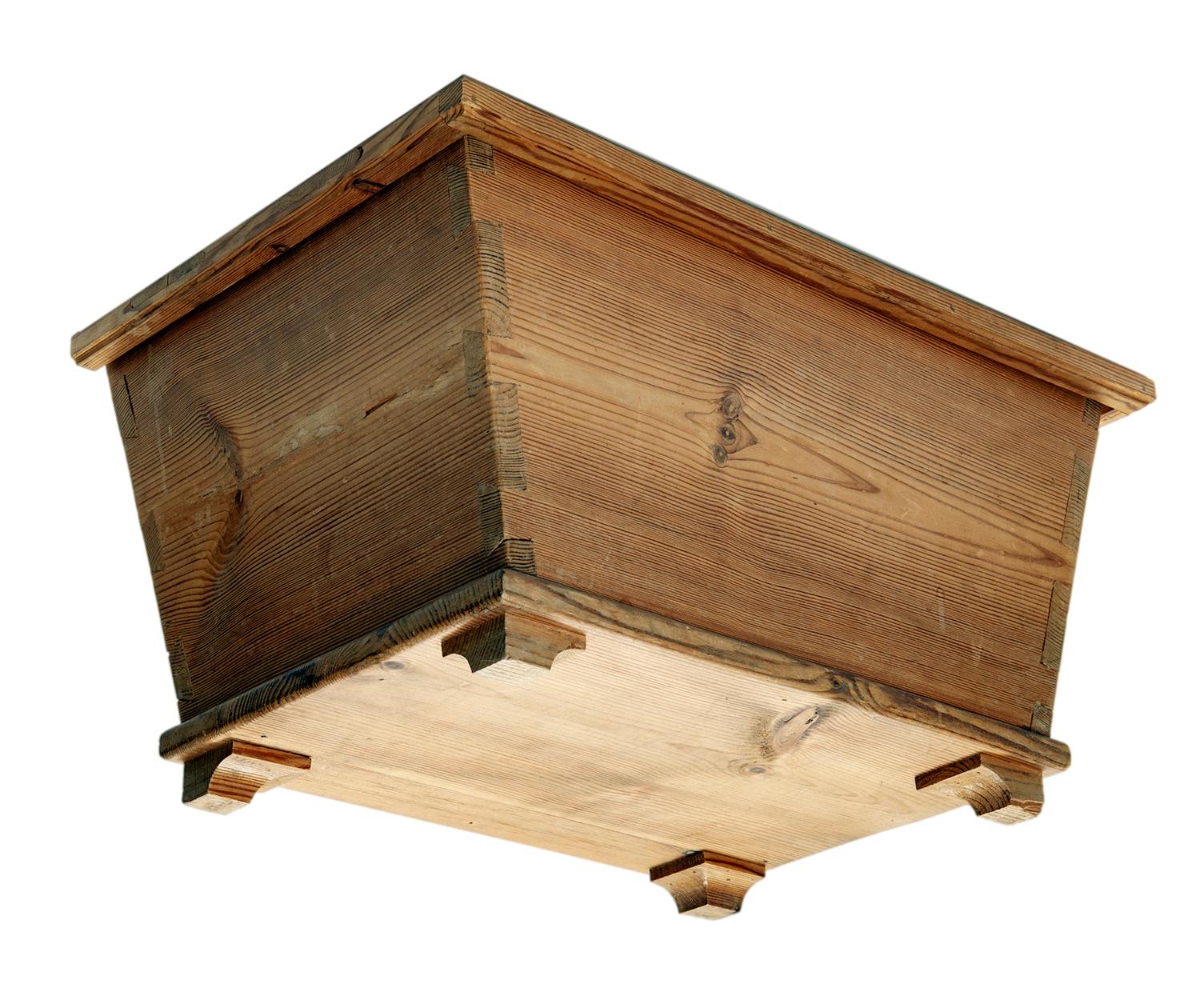 Hand Crafted Angular Pine Accent Chest, Small Trunk In Good Condition For Sale In Malibu, CA