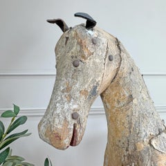 Hand Crafted Antique French Wooden Horse 19Th Century