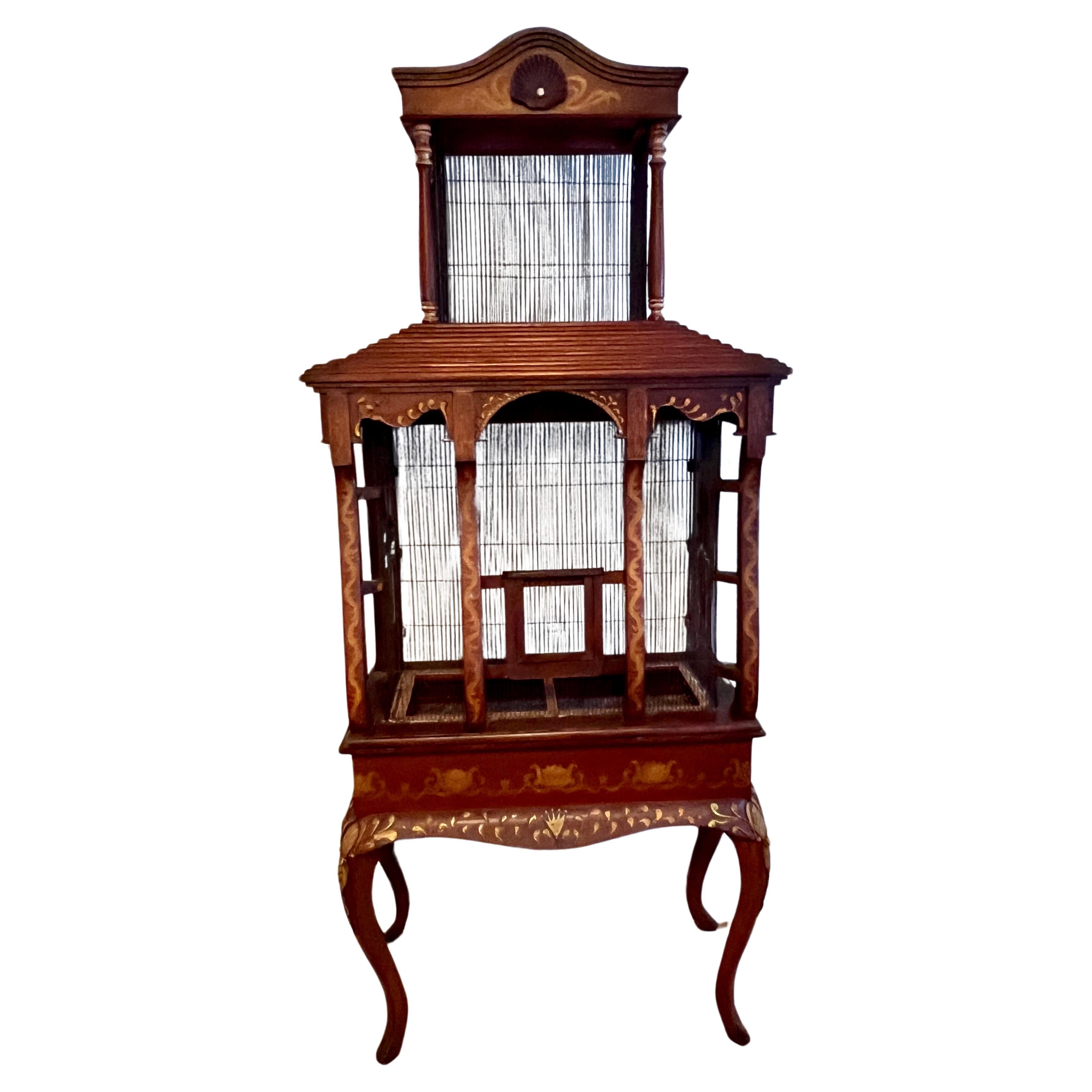 A beautifully custom hand crafted Two tier bird cage.  The piece is stunning and come in three parts, base, body and top tier.  

A compliment to many spaces and especially wonderful in a library, garden room, aviary or special place in the home. 