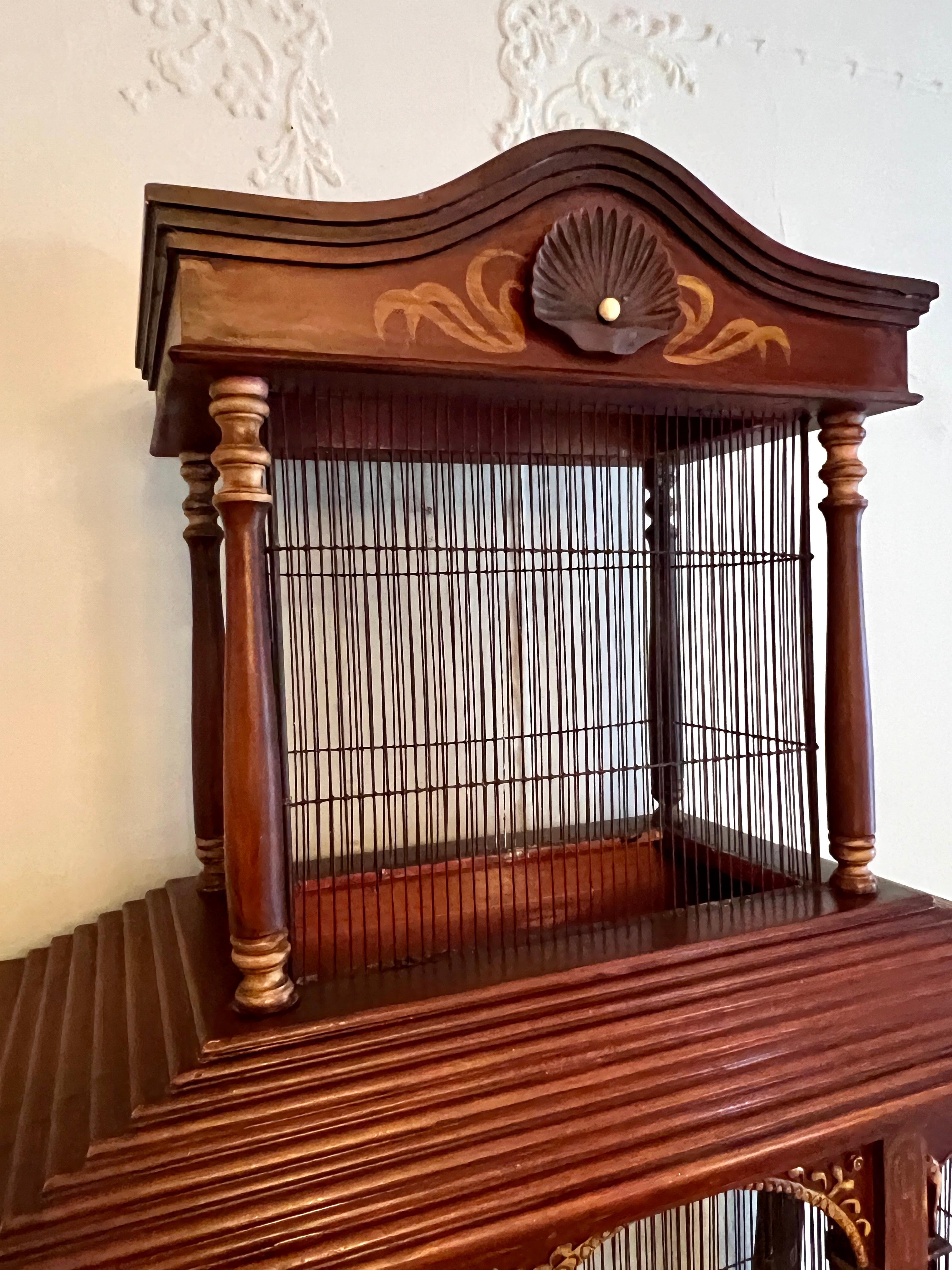 Hand-Crafted Bird Cage  84 inch Hand Crafted and Painted in Argentina For Sale