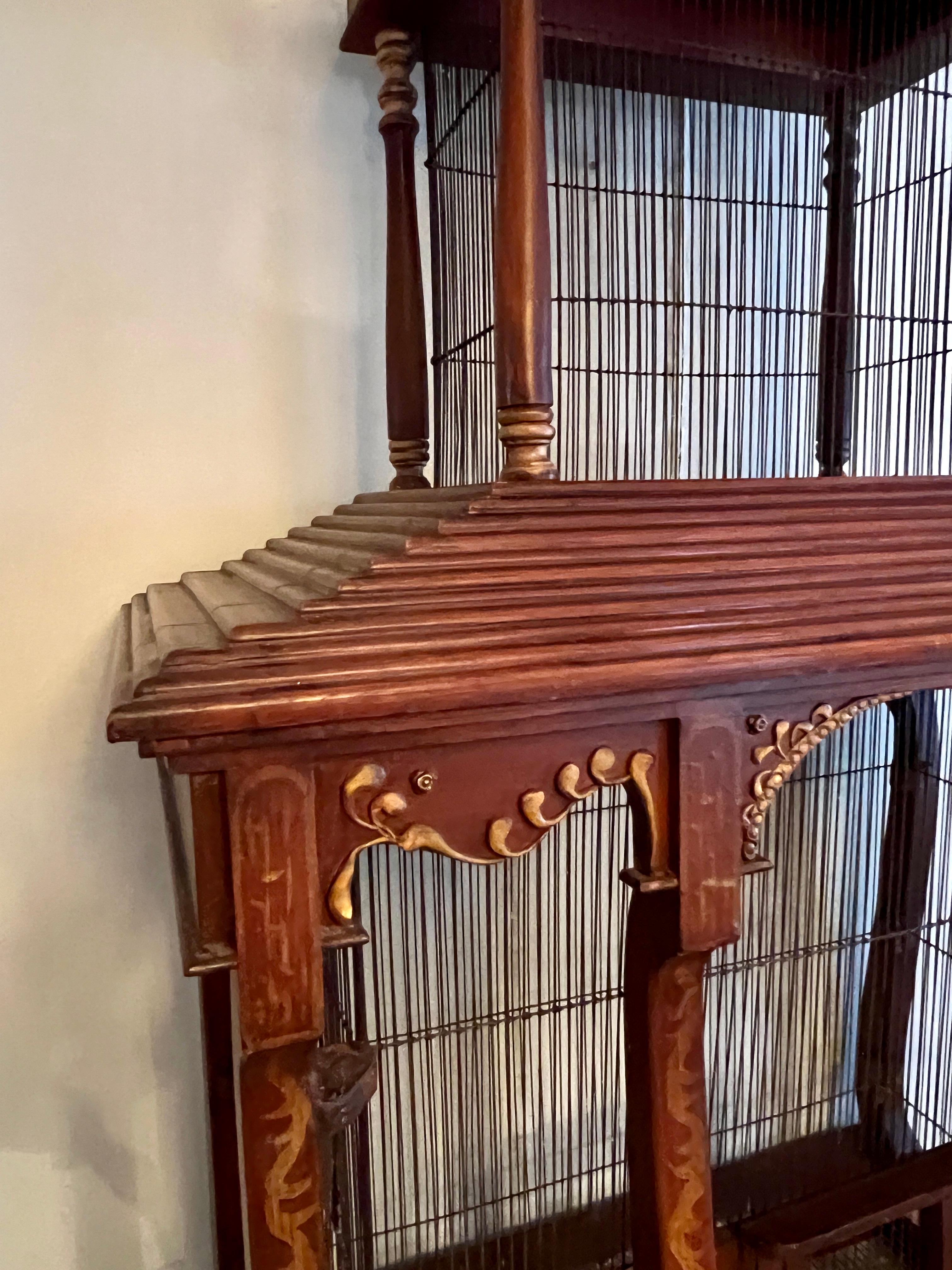 Bird Cage  84 inch Hand Crafted and Painted in Argentina In Good Condition For Sale In Los Angeles, CA