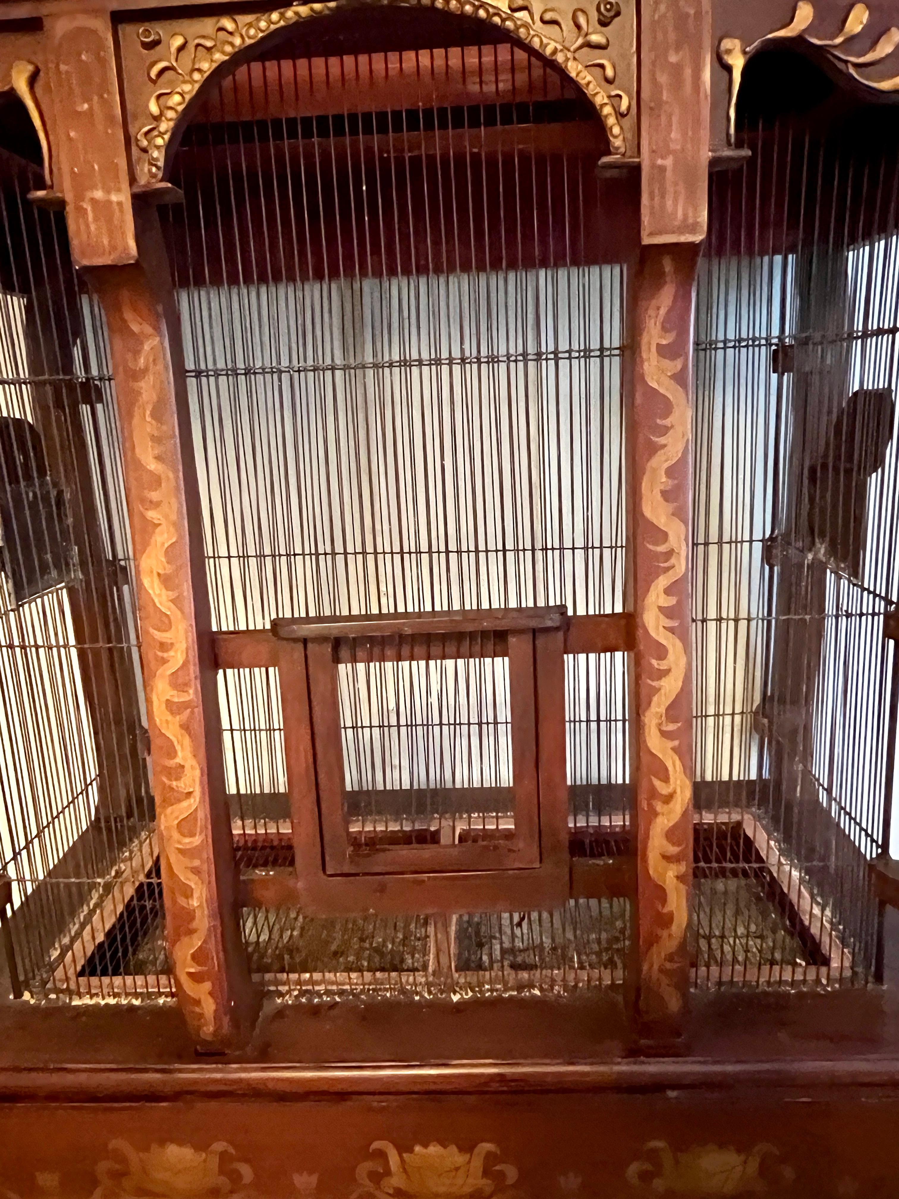 Metal Bird Cage  84 inch Hand Crafted and Painted in Argentina For Sale