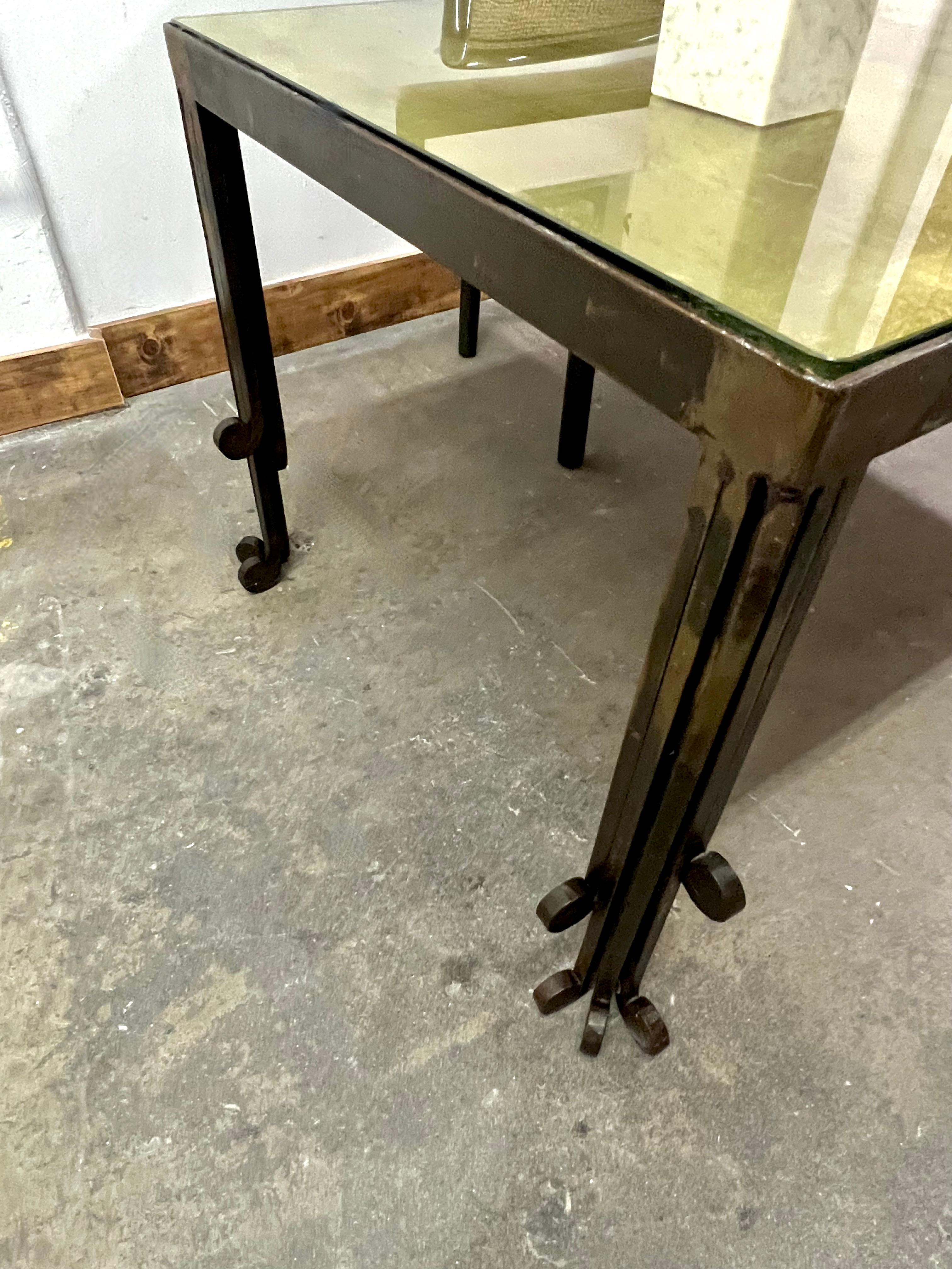 Hand Crafted Art Deco Brutalist Dining, Console Table or Desk For Sale 3