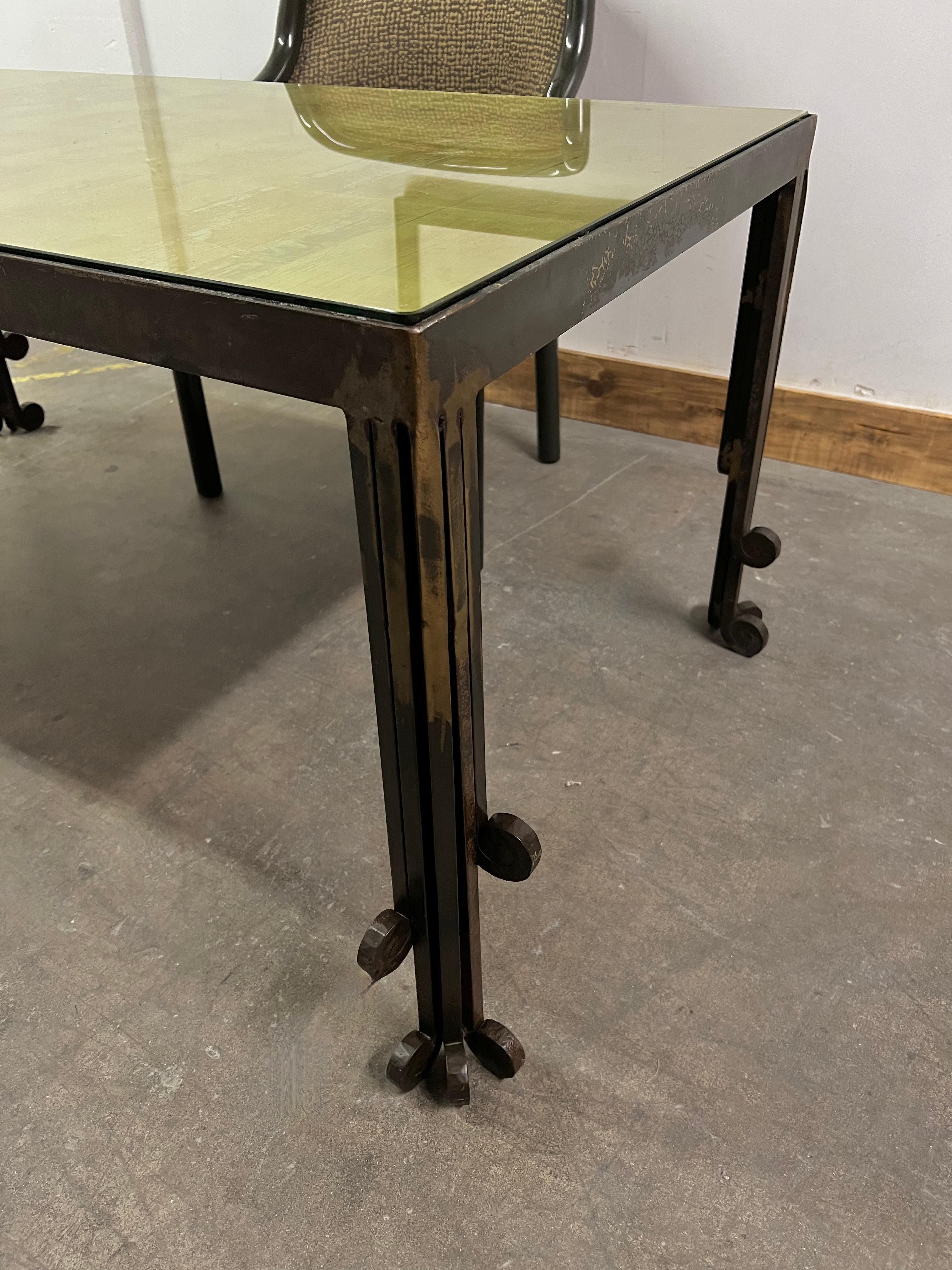 Hand-Crafted Hand Crafted Art Deco Brutalist Dining, Console Table or Desk For Sale