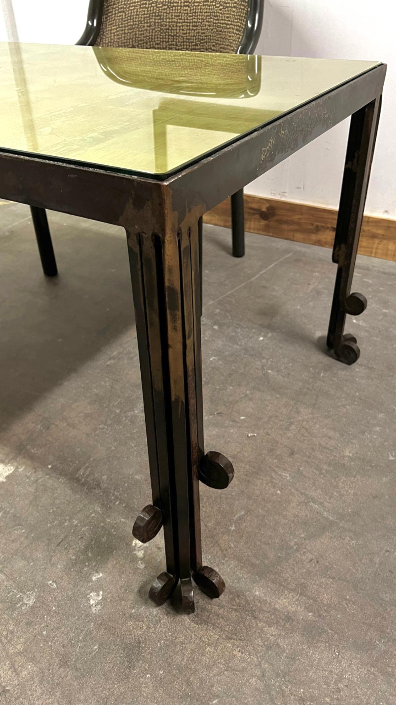 Hand Crafted Art Deco Brutalist Dining, Console Table or Desk In Good Condition For Sale In Los Angeles, CA
