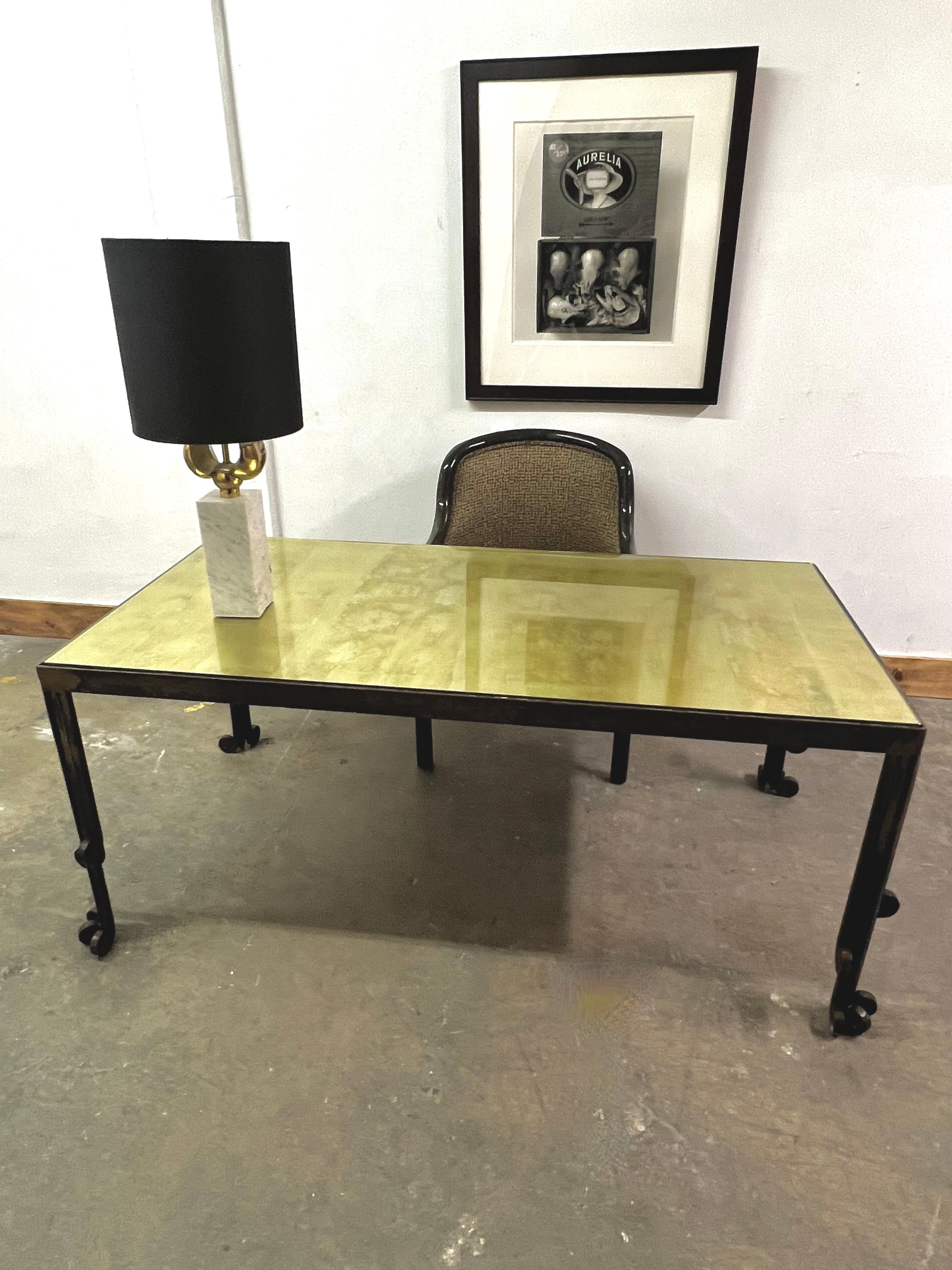 Table de salle à manger, console ou bureau Art Déco Brutaliste fabriqué à la main en vente 1