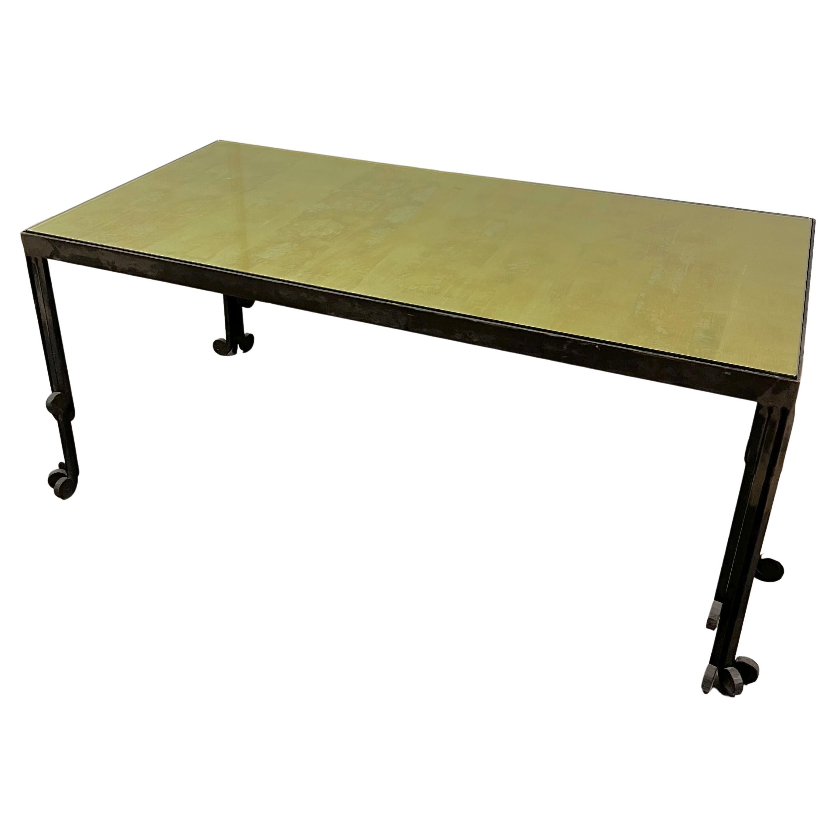 Hand Crafted Art Deco Brutalist Dining, Console Table or Desk For Sale