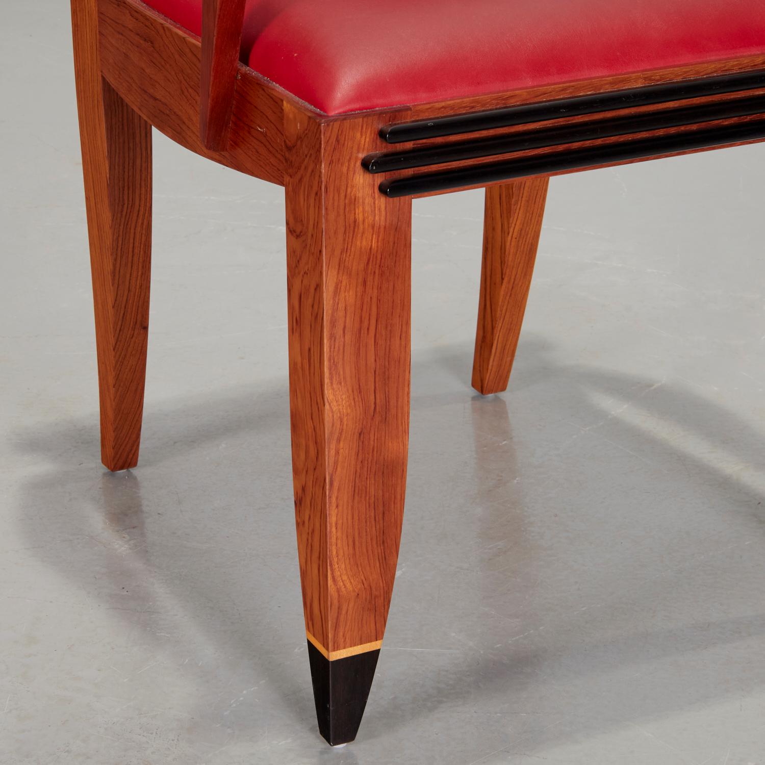 Handgefertigter Spieltisch im Art-Déco-Stil und vier Stühle Ronald C. Puckett & Co. (Polster) im Angebot