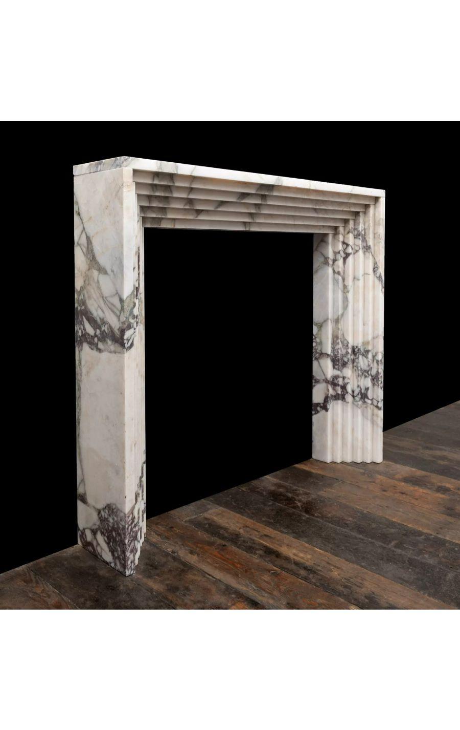 Northern Irish Hand Crafted Art Deco Style Marble Fireplace by Ryan and Smith For Sale