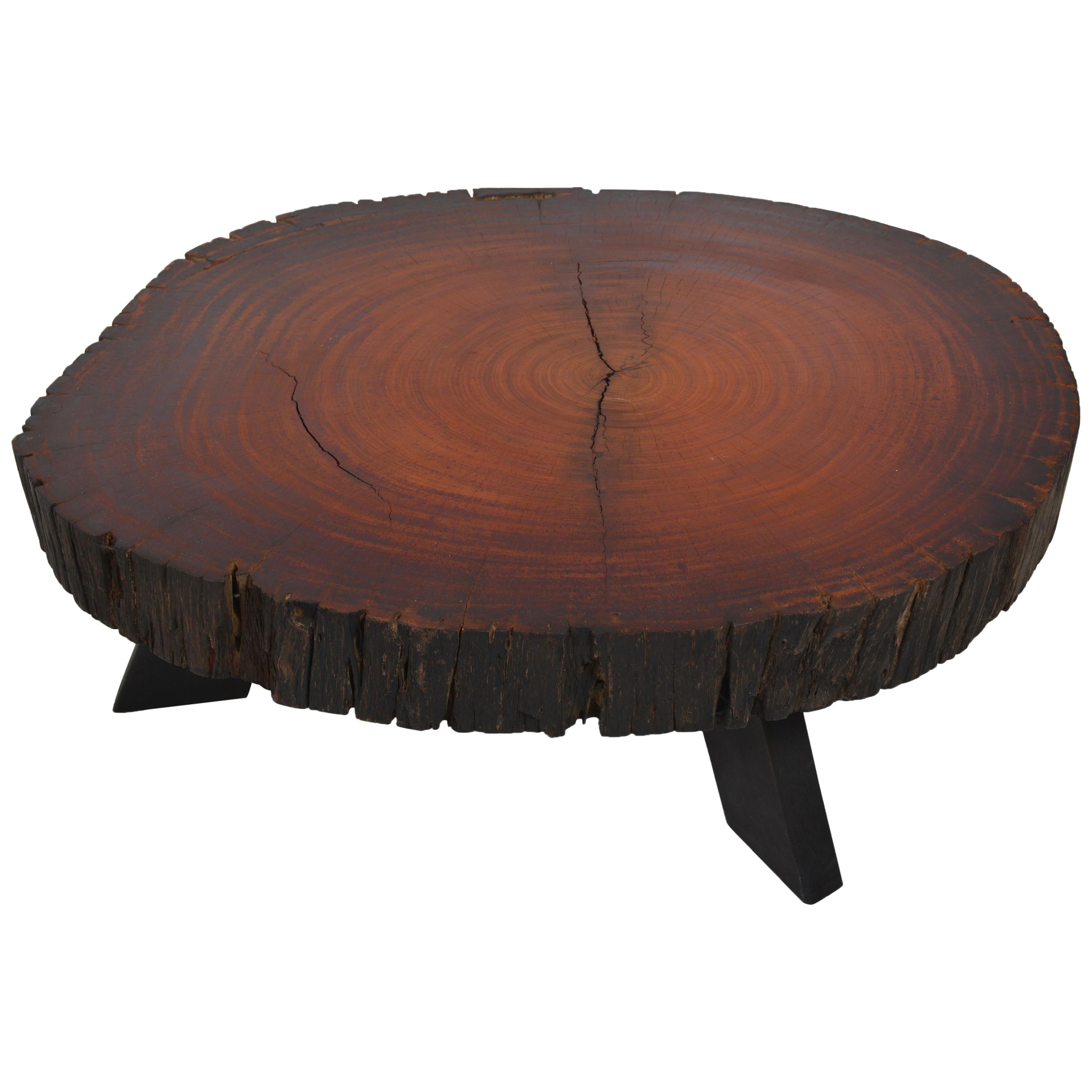 Handcrafted Belgian Tree Trunk Table For Sale