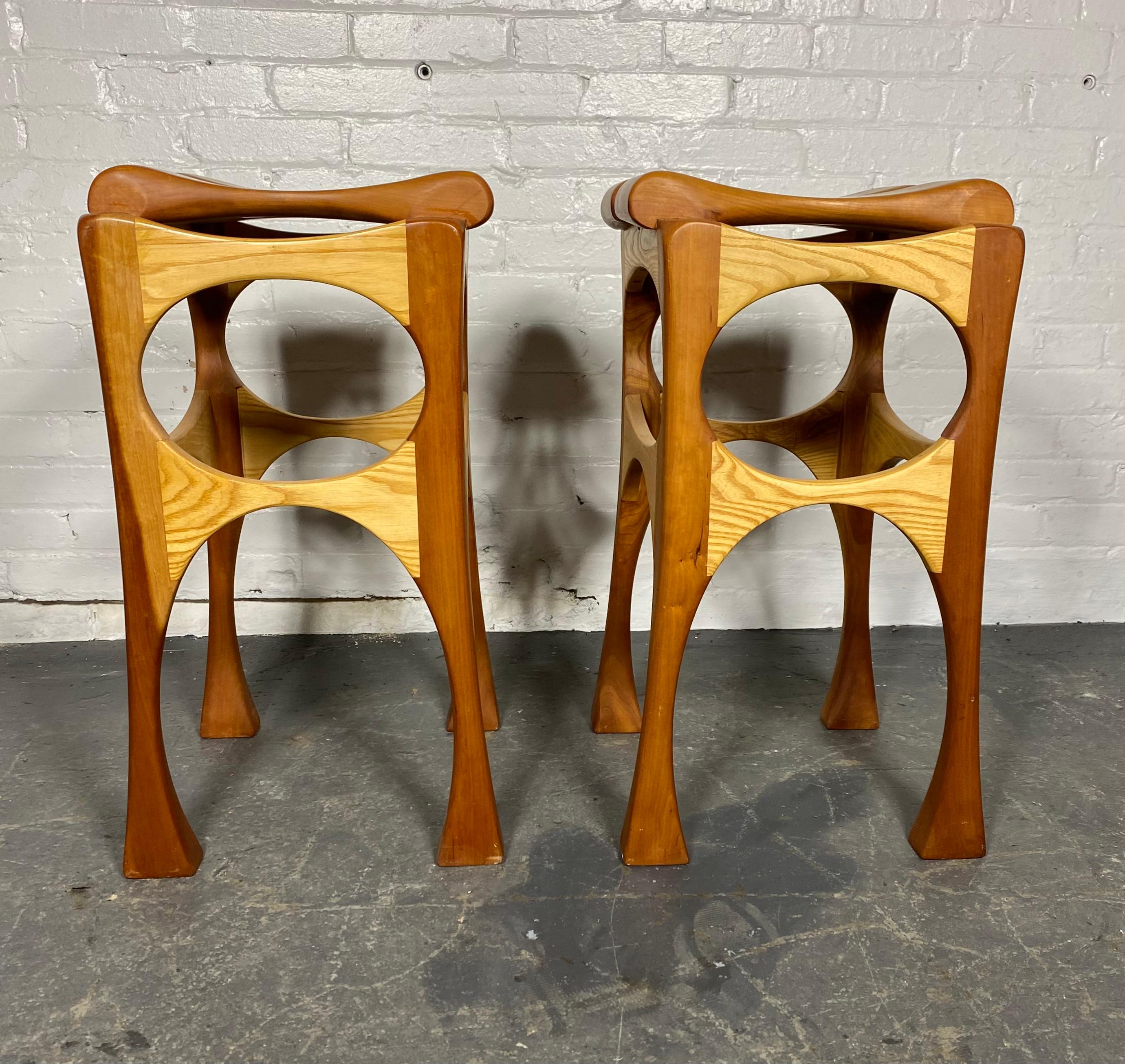 Hand Crafted Bespoke Workshop/Studio Stools.  2-tone birch and cherry  For Sale 2