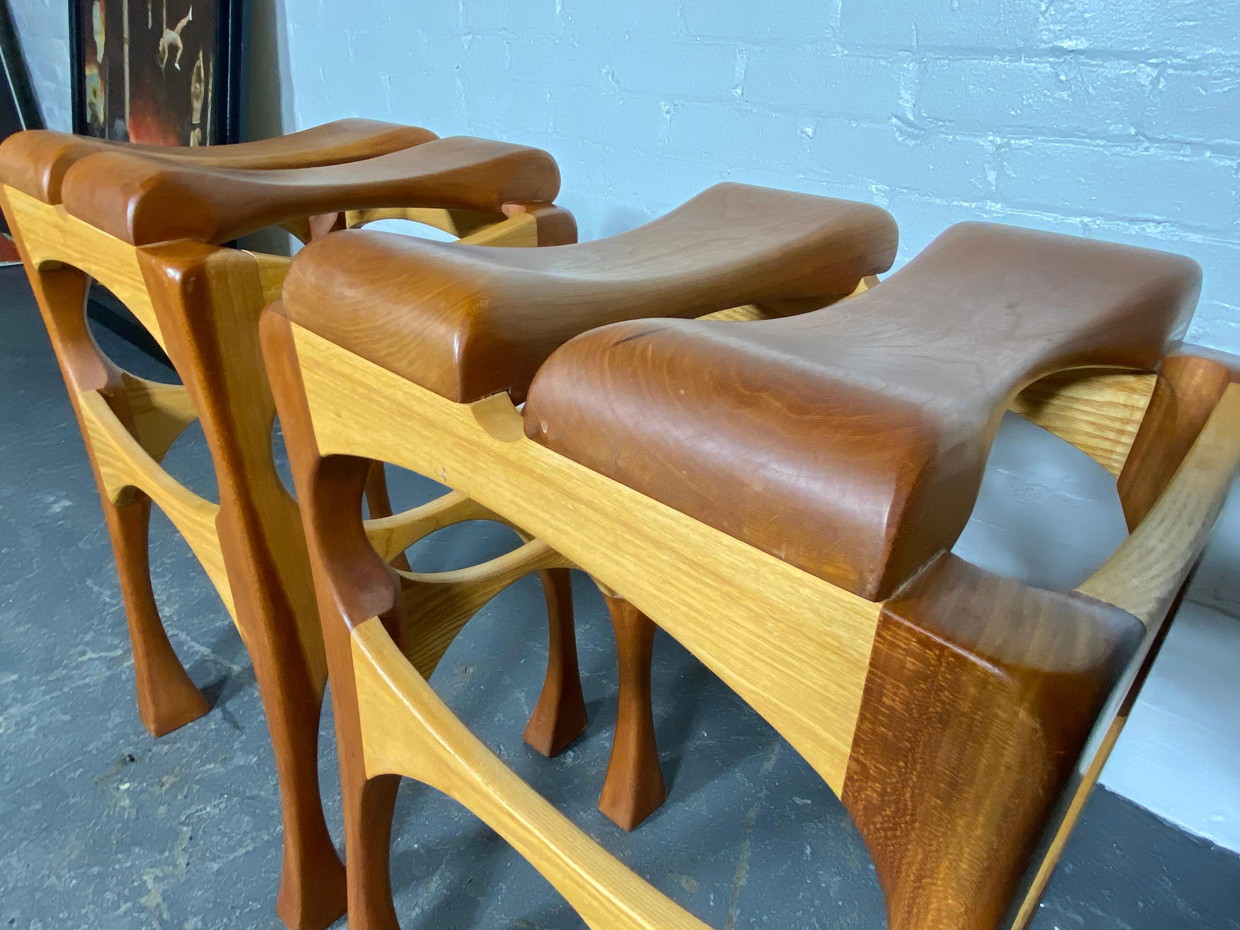 American Hand Crafted Bespoke Workshop/Studio Stools.  2-tone birch and cherry  For Sale