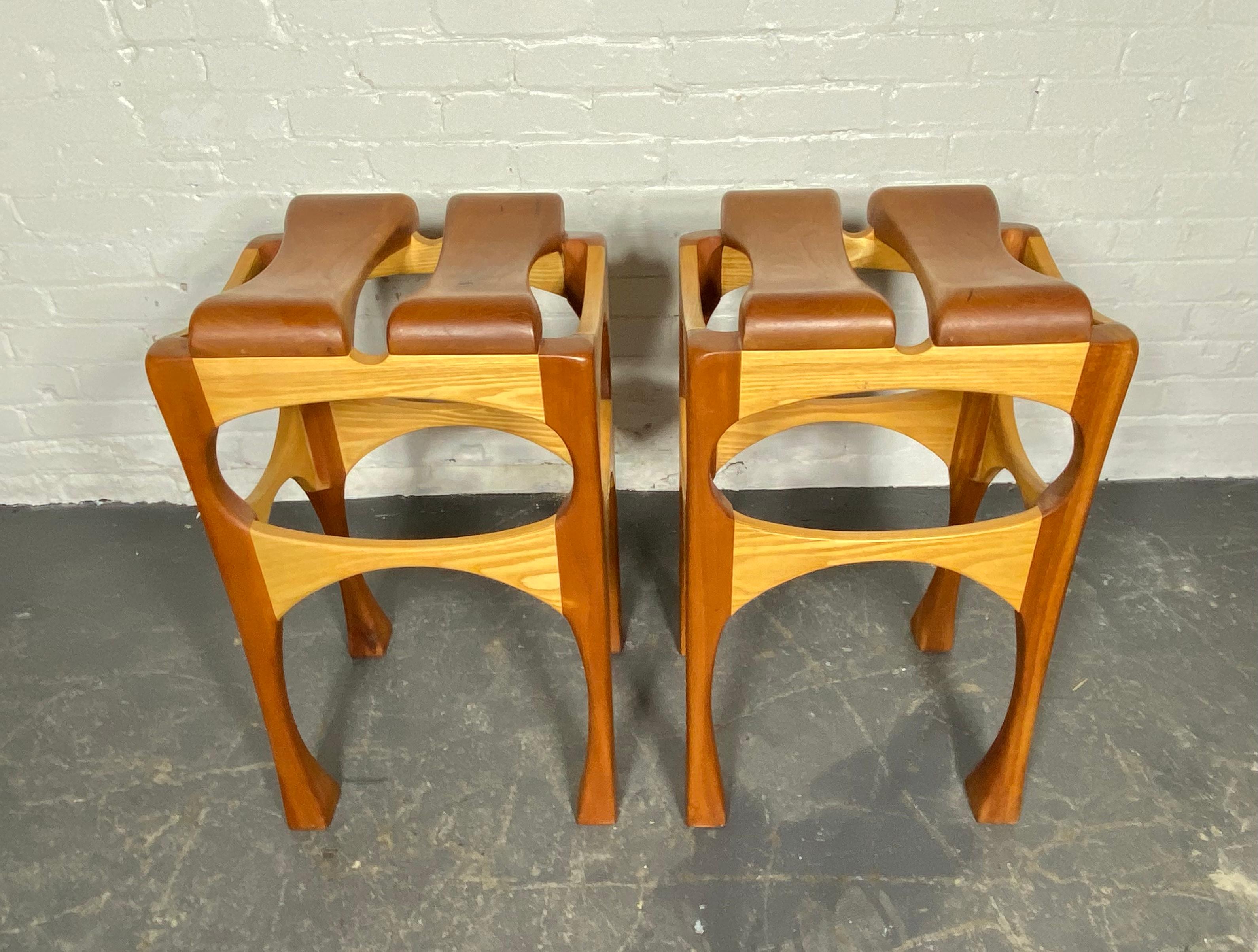 Hand Crafted Bespoke Workshop/Studio Stools.  2-tone birch and cherry  In Excellent Condition For Sale In Buffalo, NY