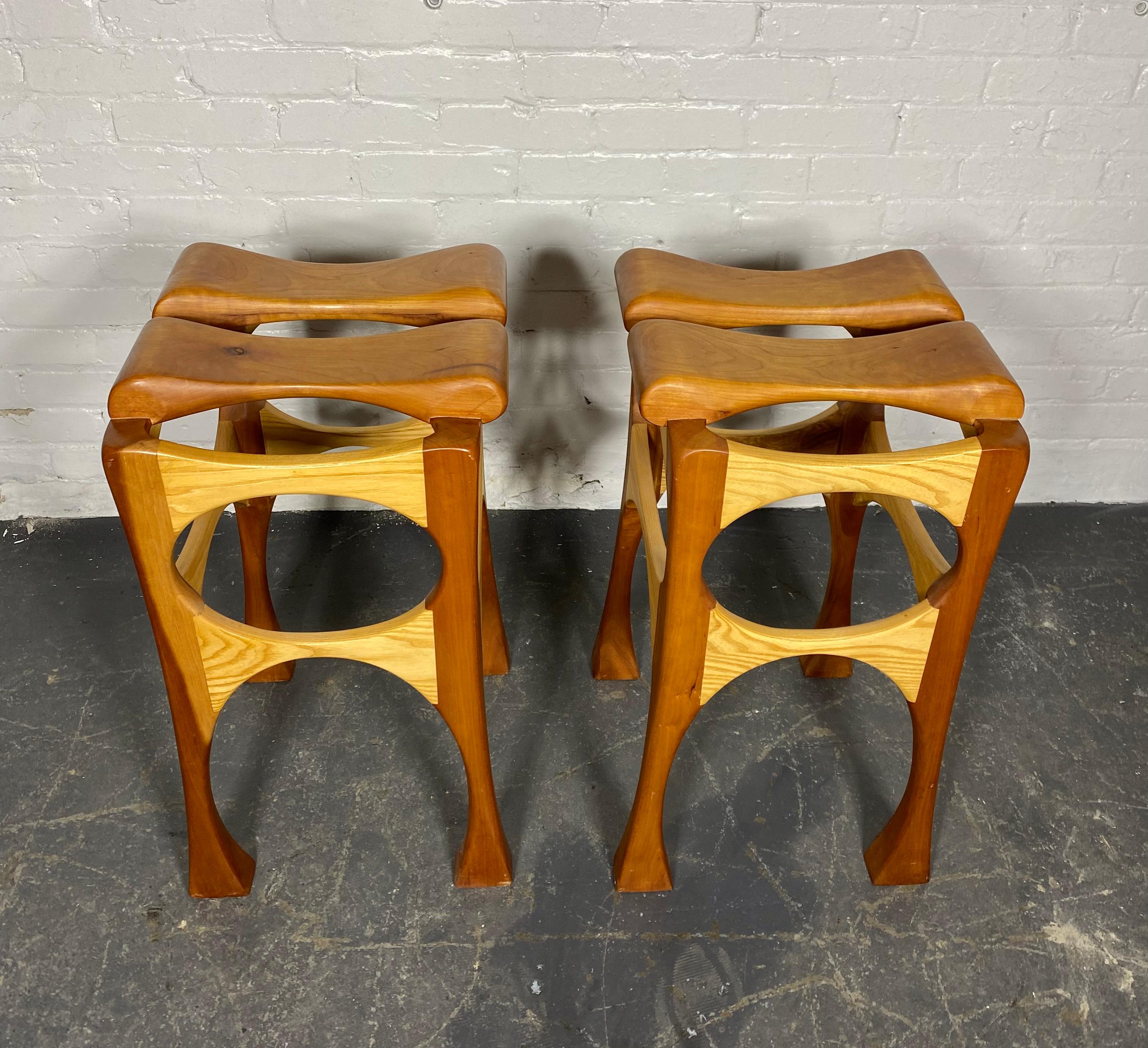 Hand Crafted Bespoke Workshop/Studio Stools.  2-tone birch and cherry  For Sale 1