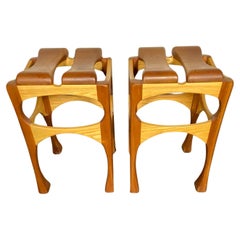 Taburetes de taller/estudio hechos a mano.  2 tonos abedul y cerezo
