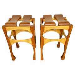 Hand Crafted Bespoke Workshop/Studio Stools.  2-tone birch and cherry 