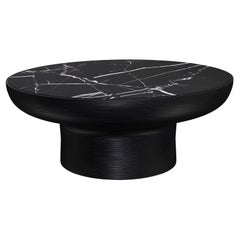 Hand-Crafted Black Marble & Resin Spinner Coffee Table, Modern Design