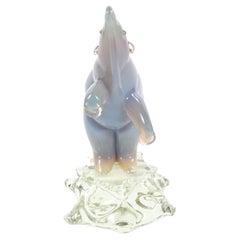 Hand Crafted / Blown Glass & Lucite Decorative Sculpture Of A Standing Polar
