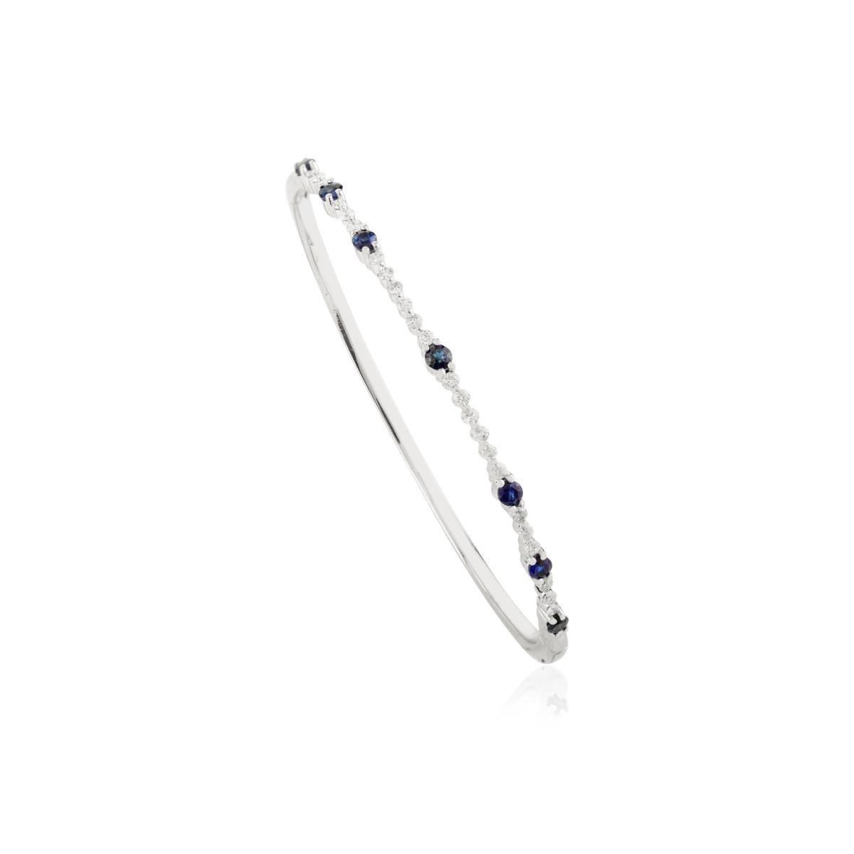 Bracelet saphir bleu et diamant en or blanc 14k Craft pour elle Neuf - En vente à New York, NY