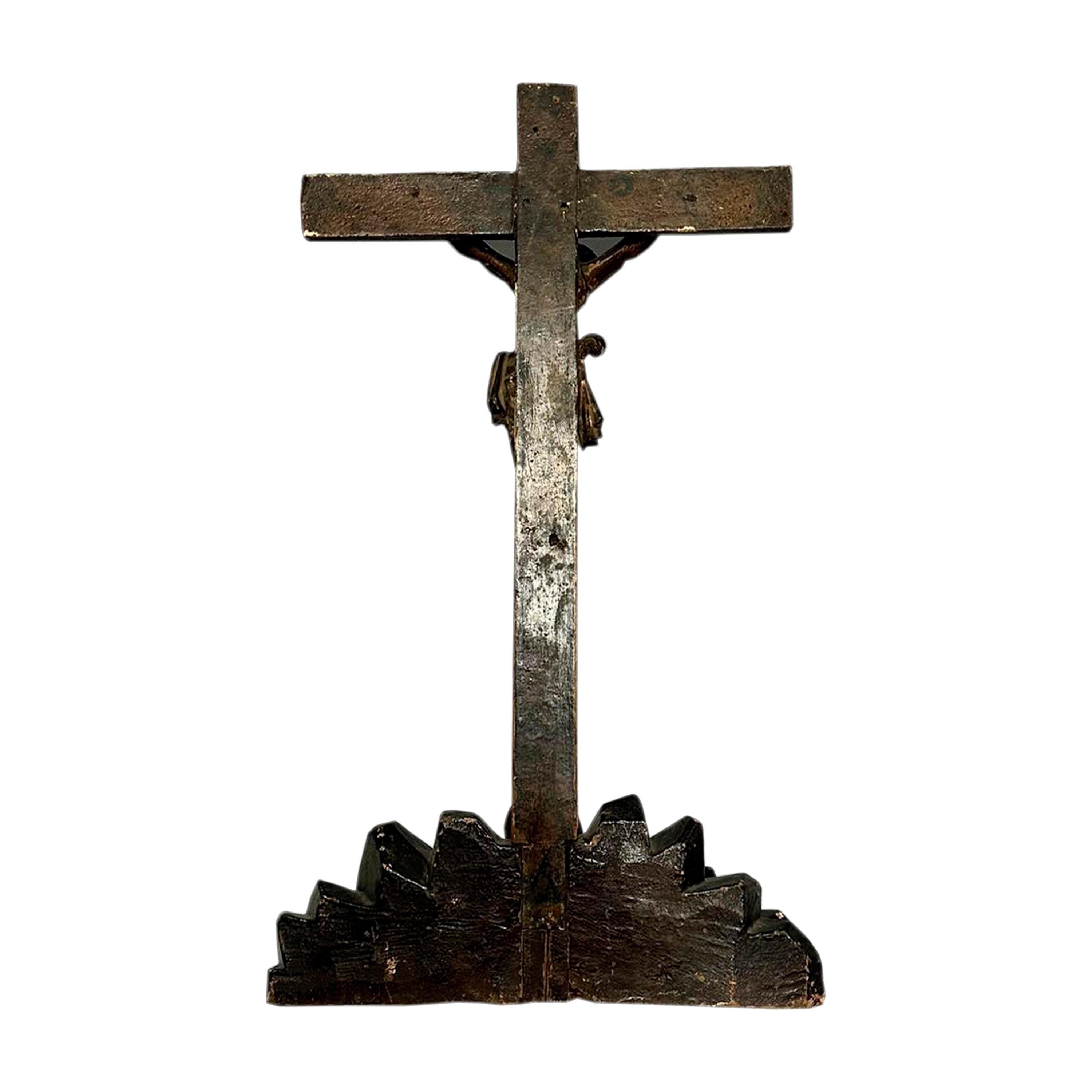 Spagnolo Scultura calvario in legno di bosso realizzata a mano. Spagna, XVII secolo. in vendita