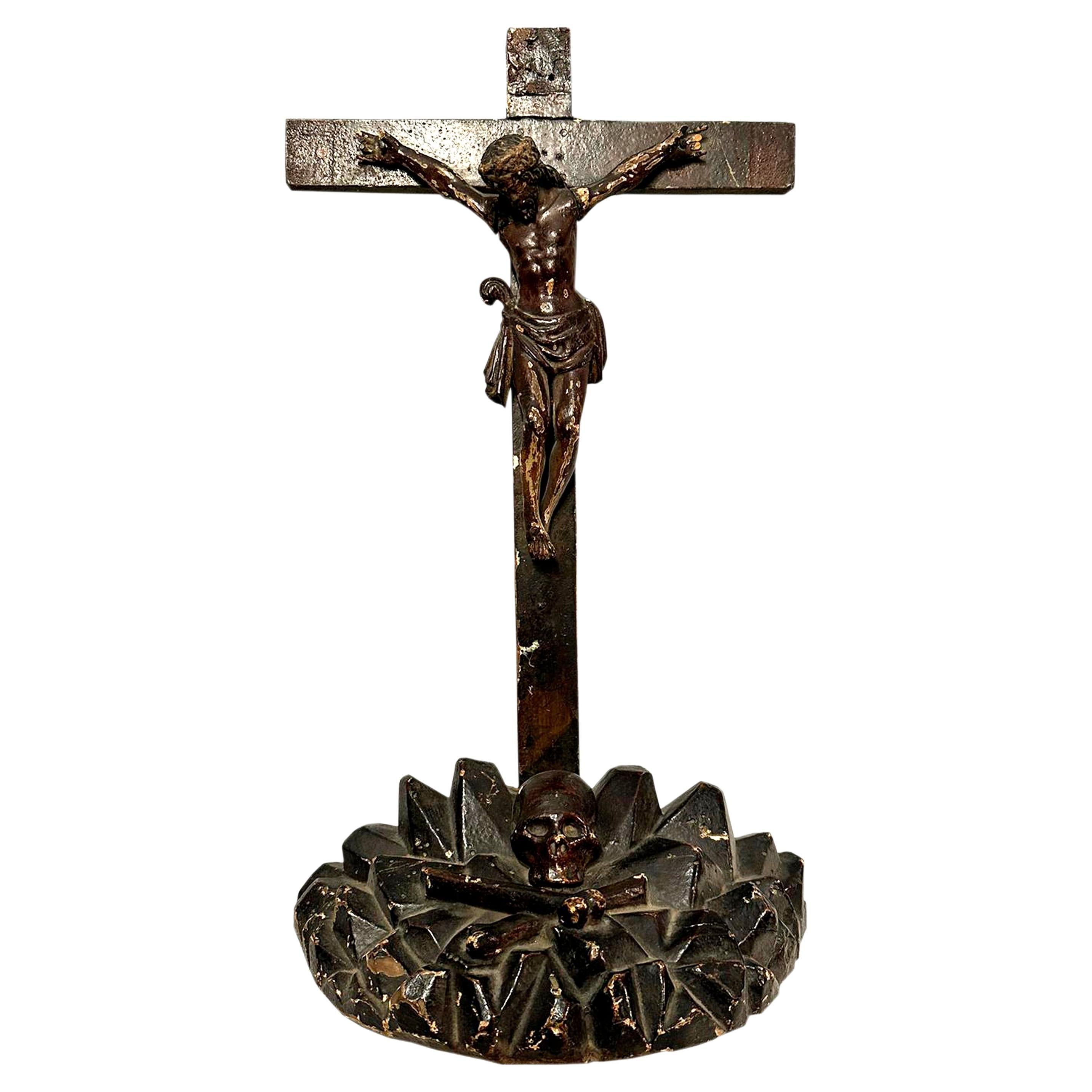 Handgefertigte Calvary-Skulptur aus Buchsbaumholz. Spanien, 17. Jahrhundert.