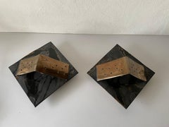 Hand-Crafted Bright Ceramic Pair of Sconces with Reflector, 1950s Germany