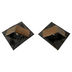 Hand-Crafted Bright Ceramic Pair of Sconces with Reflector, 1950s Germany
