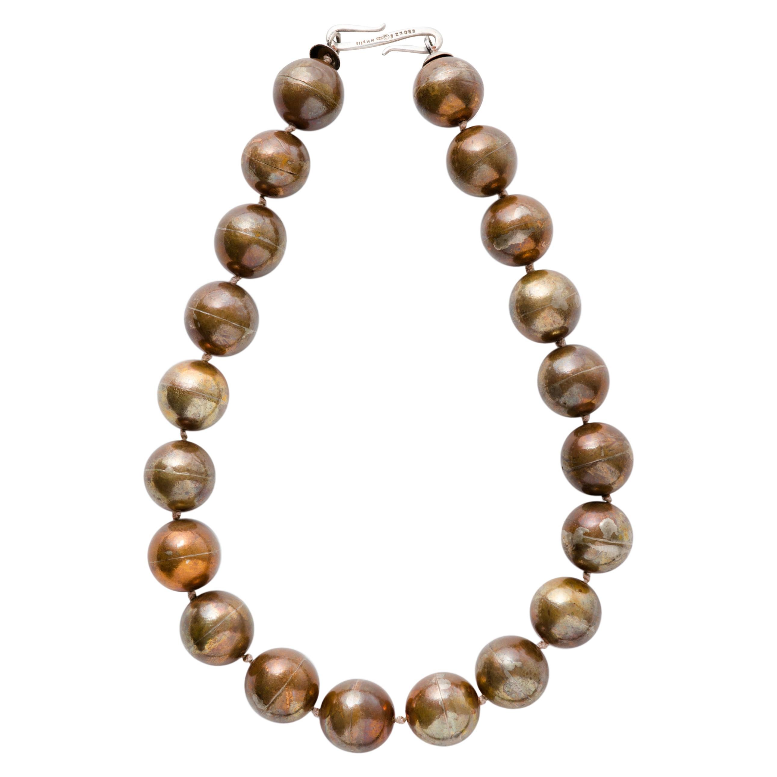 Hand Crafted Bronze Bead Necklace By California Artist Mark Timmerman