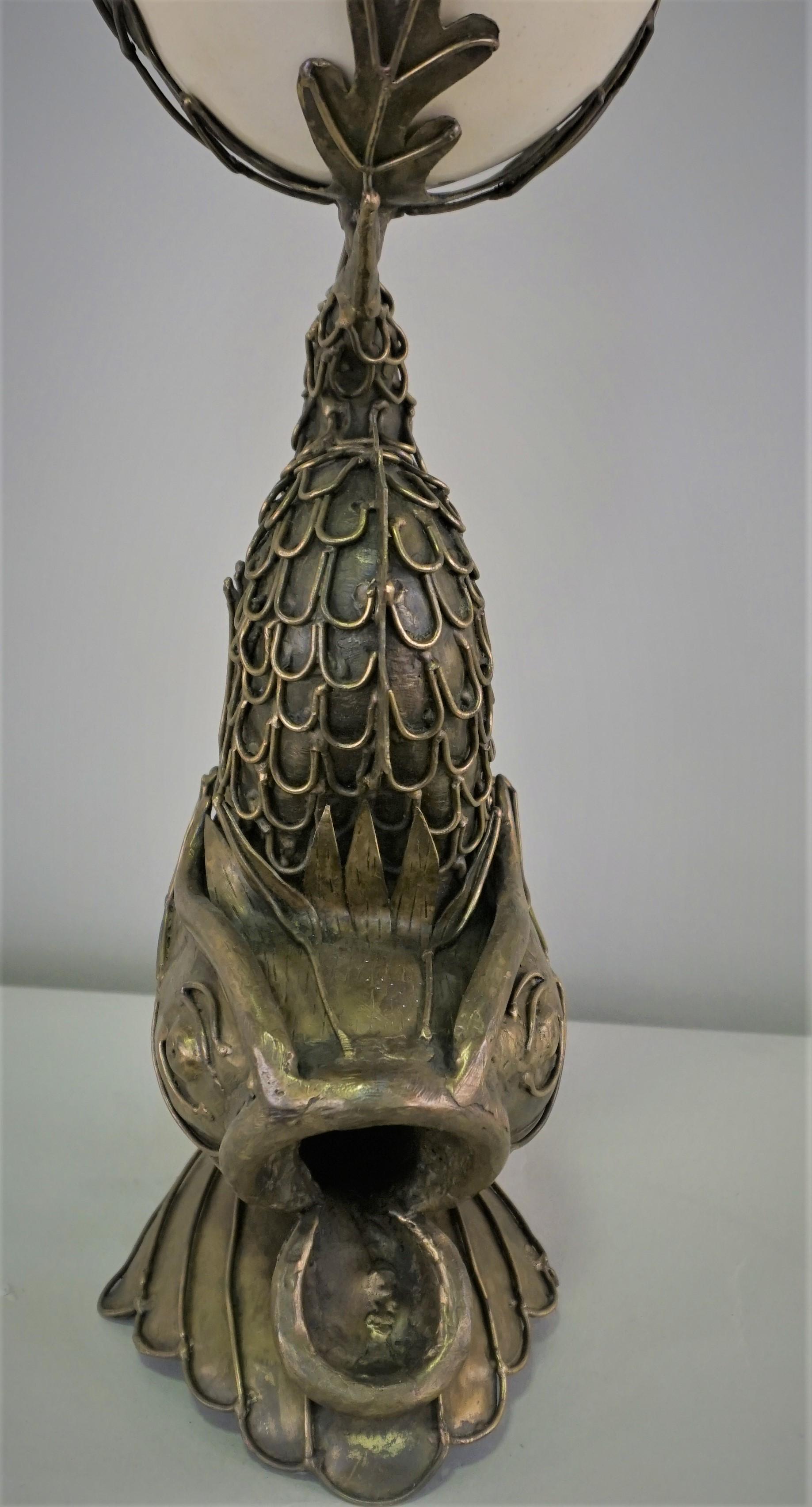 Late 20th Century Handcrafted Bronze Dolphin Table Lamp