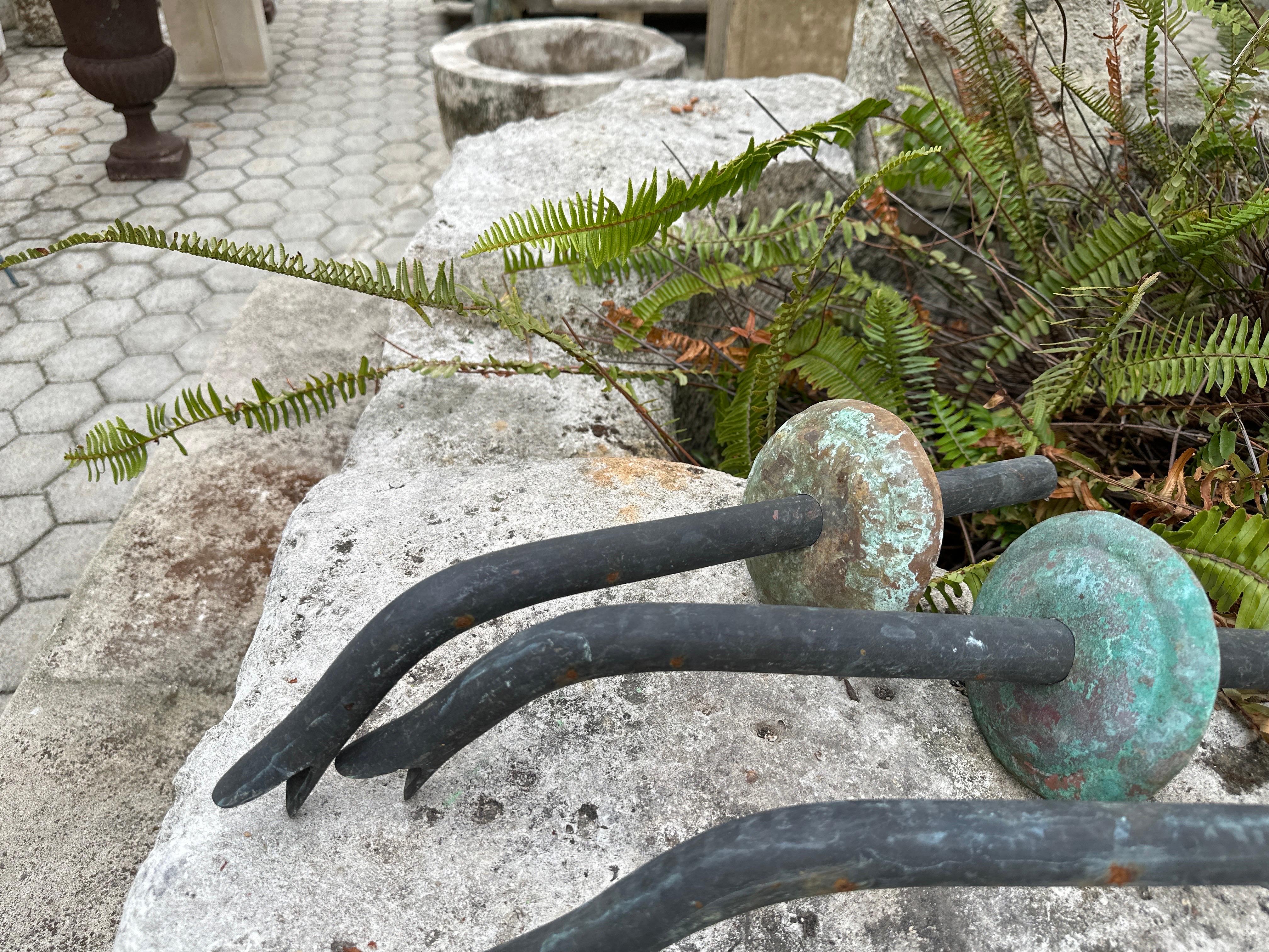 hand crafted  Bronze Wall mount  fountain Spout with Escutcheon water feature In Good Condition For Sale In West Hollywood, CA