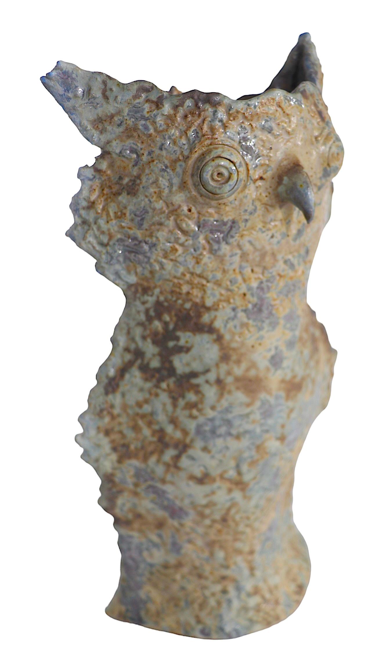 Búho de cerámica artística Brutalista hecho a mano c 1970/1980's Alfarería en venta