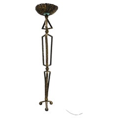 Hand crafted Brutalist Floor lamp Dutch Design 1980 brass metal dimmable