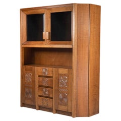 Hand Crafted Brutalist Giuseppe Rivadossi Glazed Cabinet in Oak Italy, the 1970s