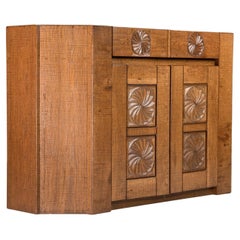 Hand Crafted Brutalist Giuseppe Rivadossi Sideboard in Oak Italy, the 1970s