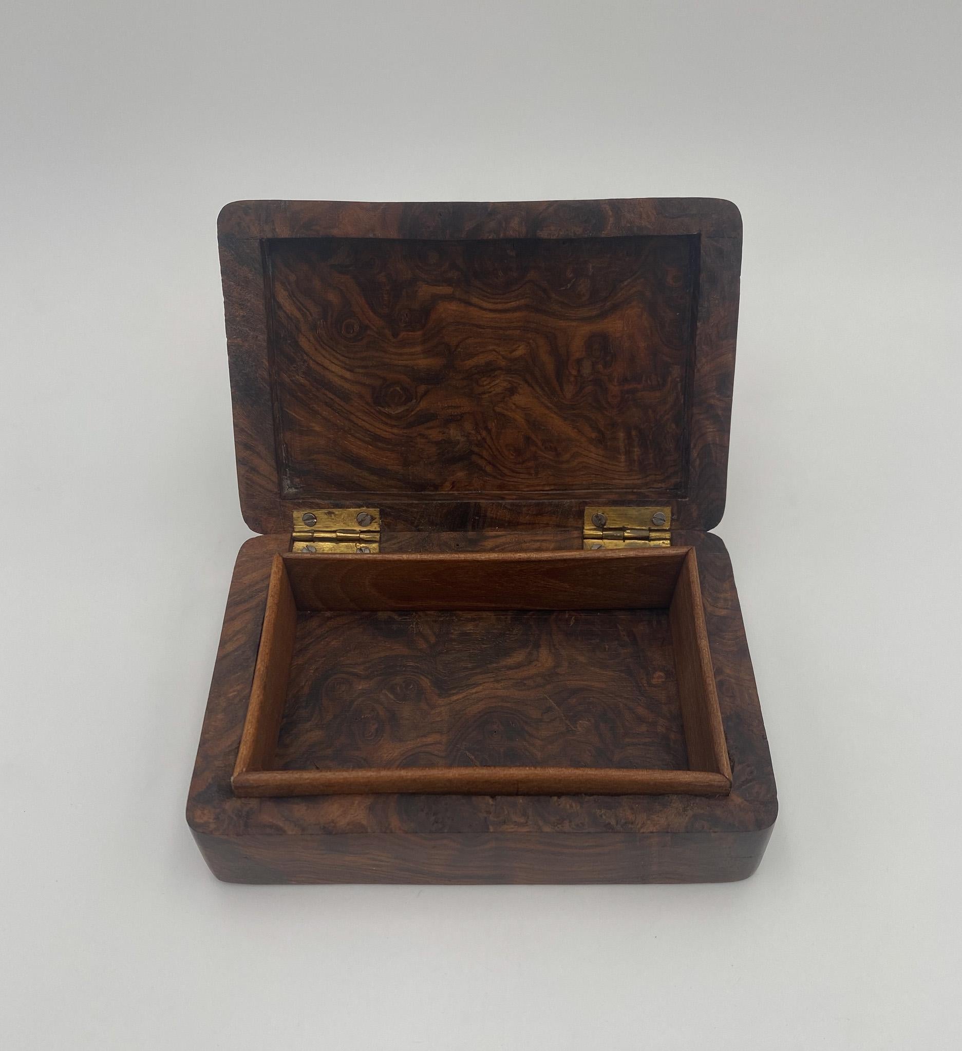 Hand Crafted Burl Walnut Wood Box, 1970's  For Sale 5