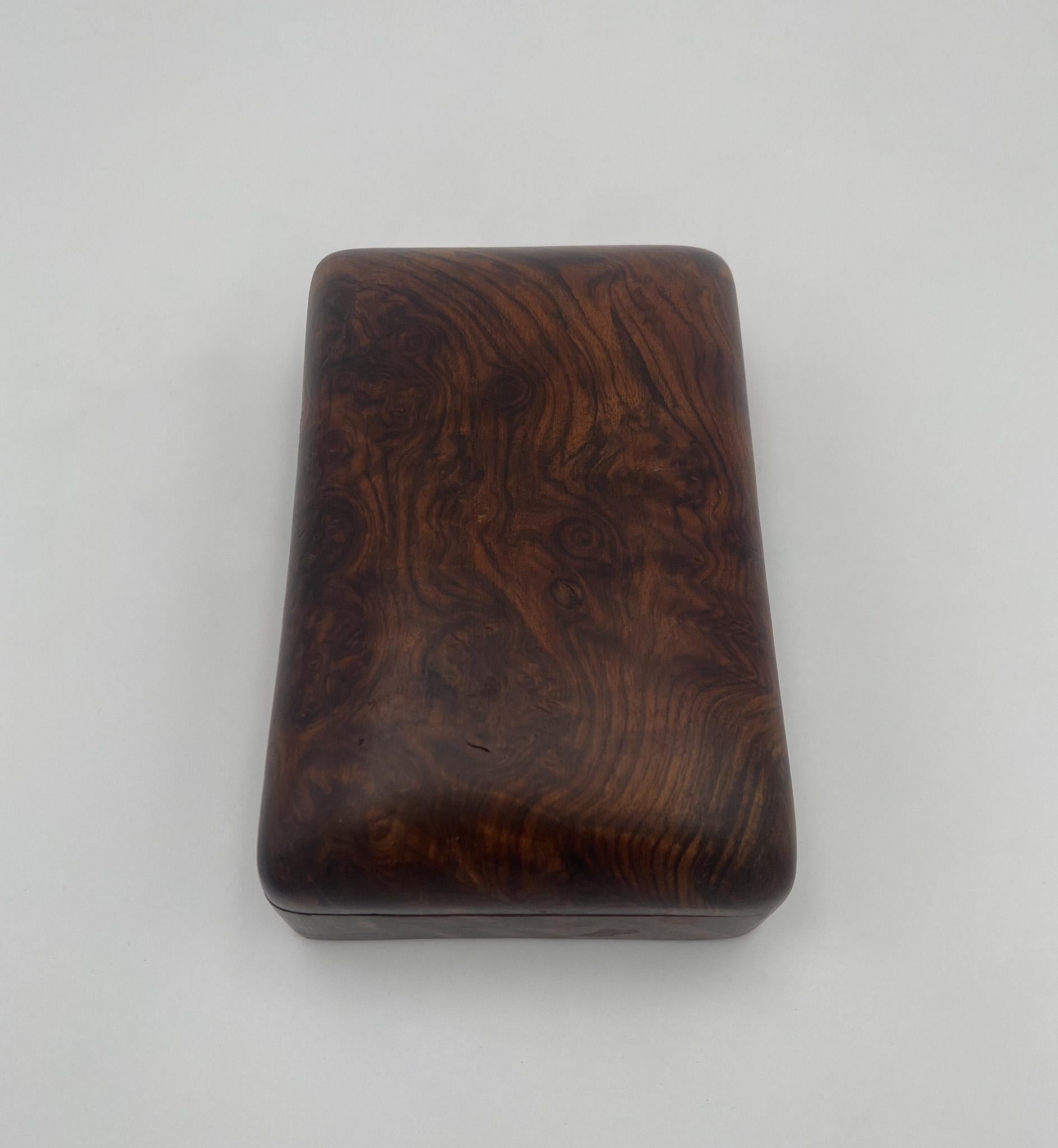 Hand Crafted Burl Walnut Wood Box, 1970's  For Sale 6