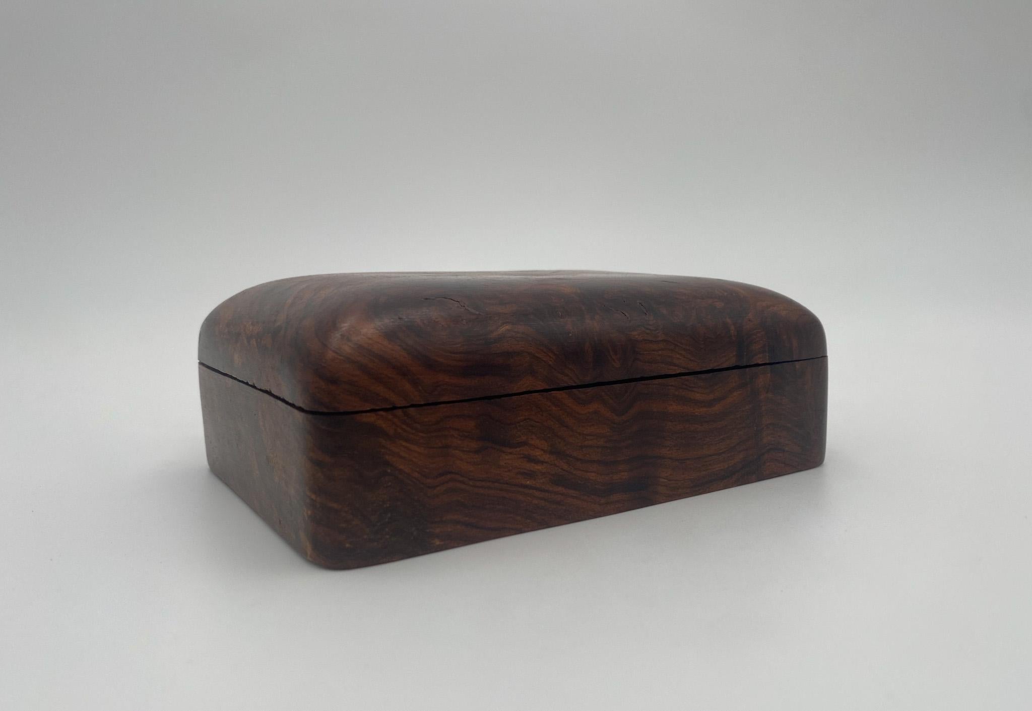 Hand Crafted Burl Walnut Wood Box, 1970's  For Sale 7