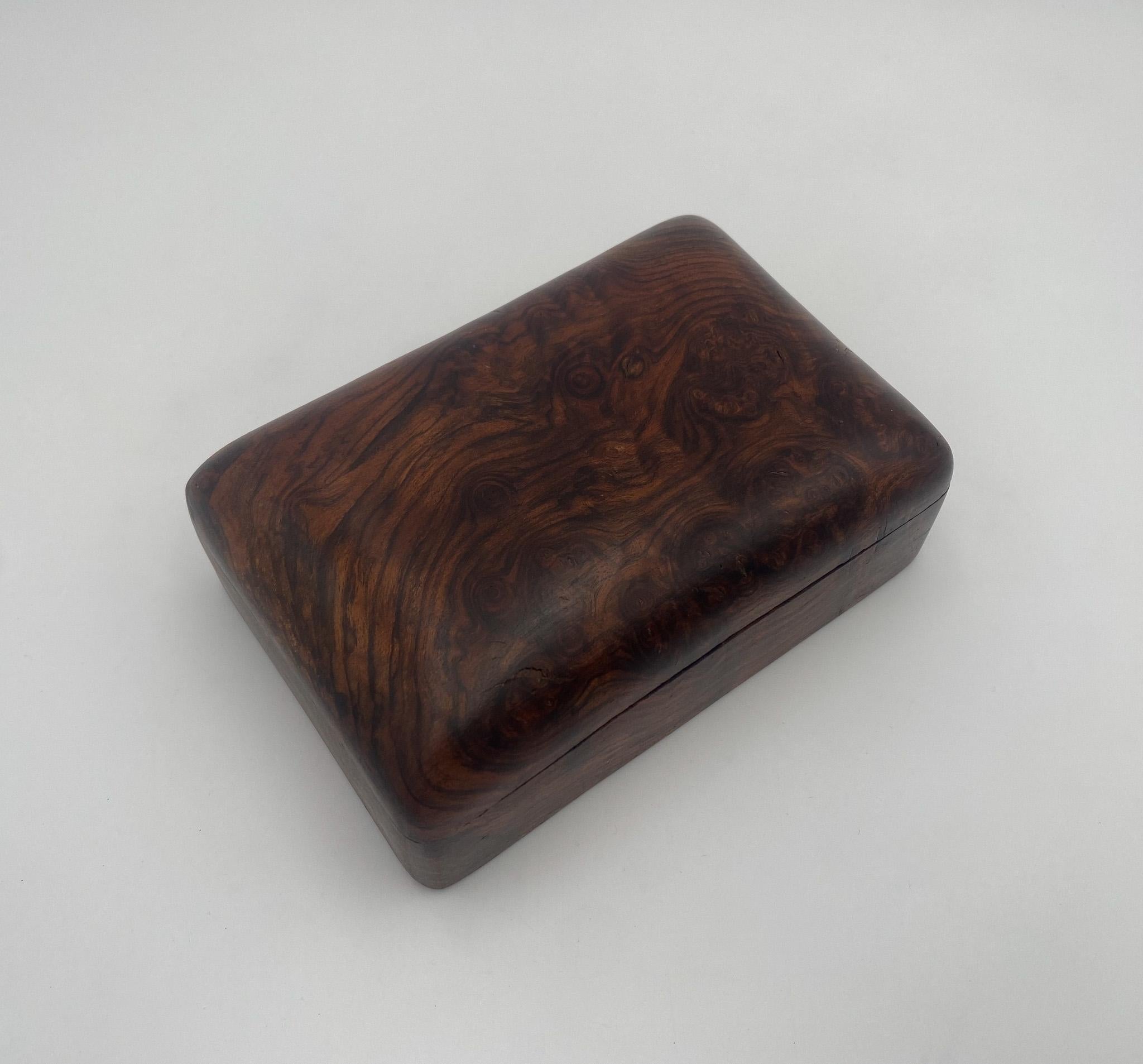 Hand Crafted Burl Walnut Wood Box, 1970's  For Sale 8
