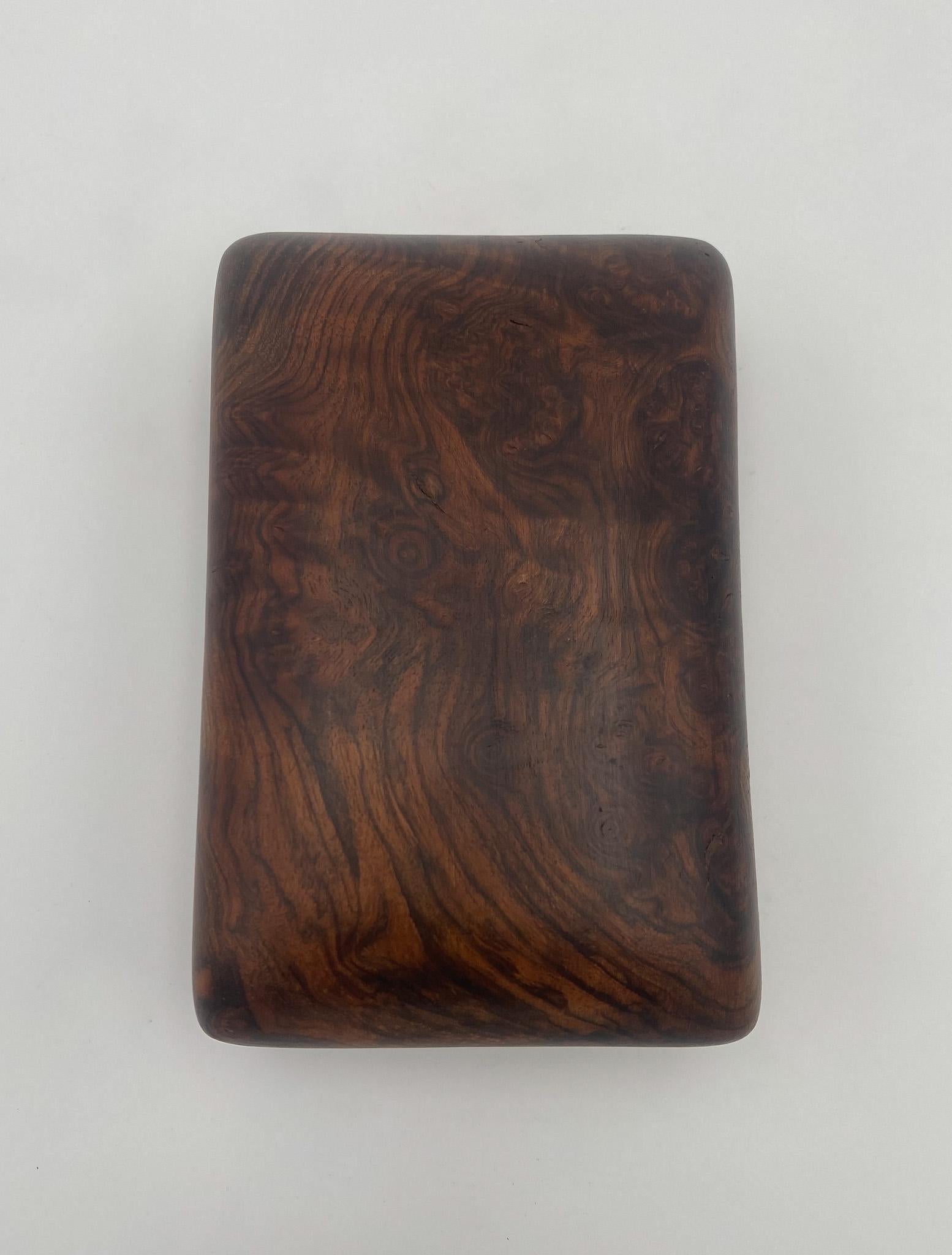 American Hand Crafted Burl Walnut Wood Box, 1970's  For Sale