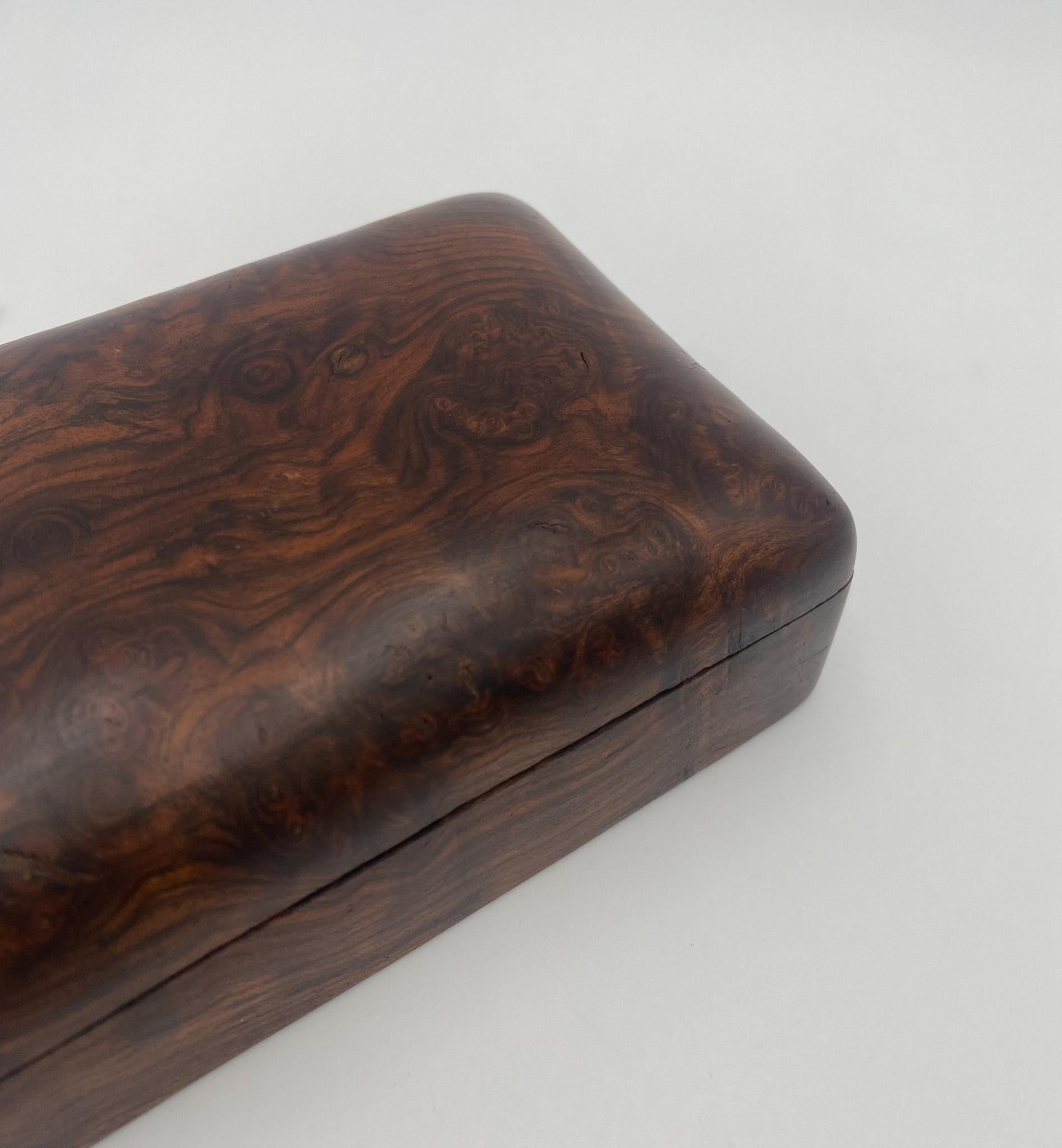 20th Century Hand Crafted Burl Walnut Wood Box, 1970's  For Sale